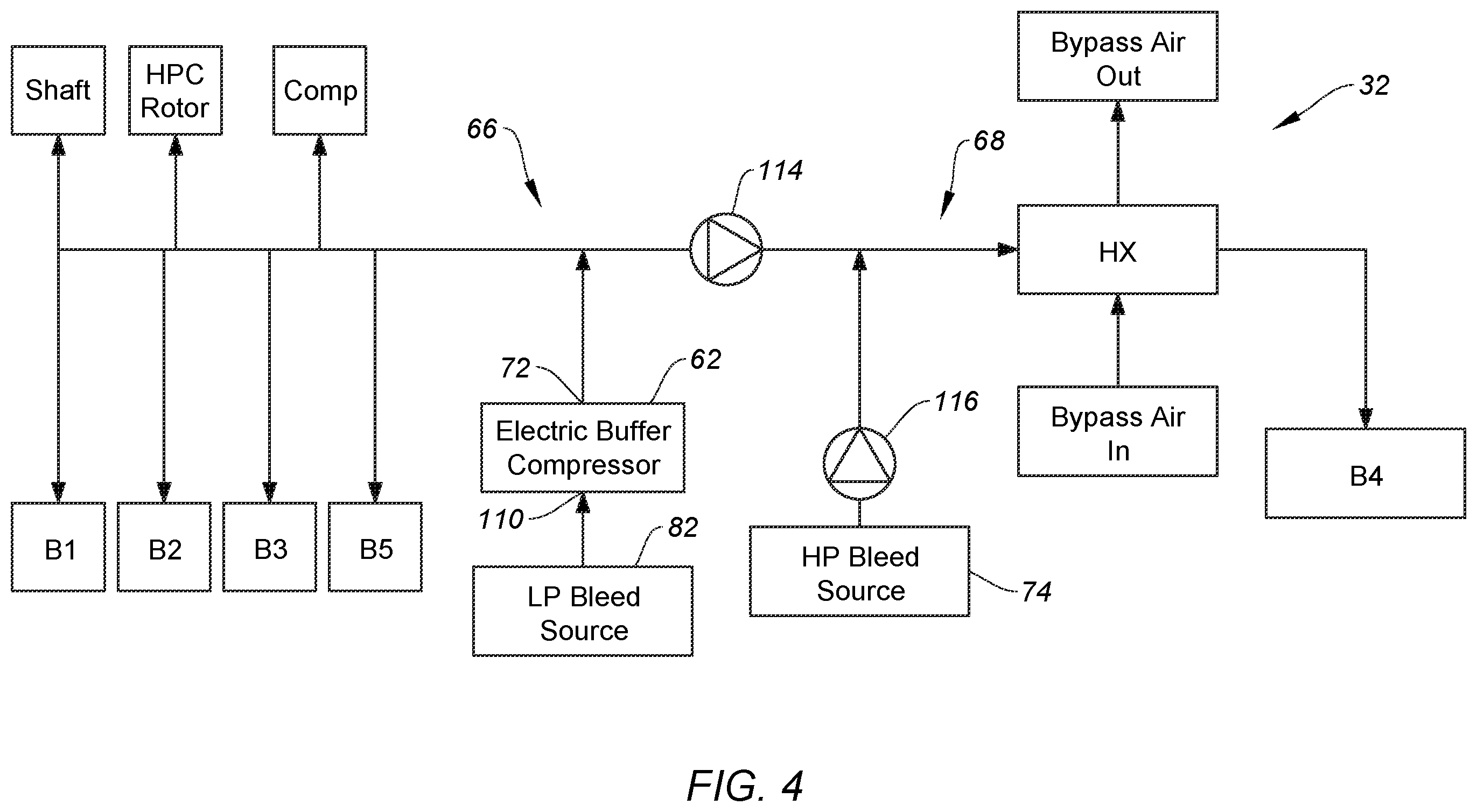 Patent US12378893 Figure 4 – Buffer air assembly for an aircraft engine