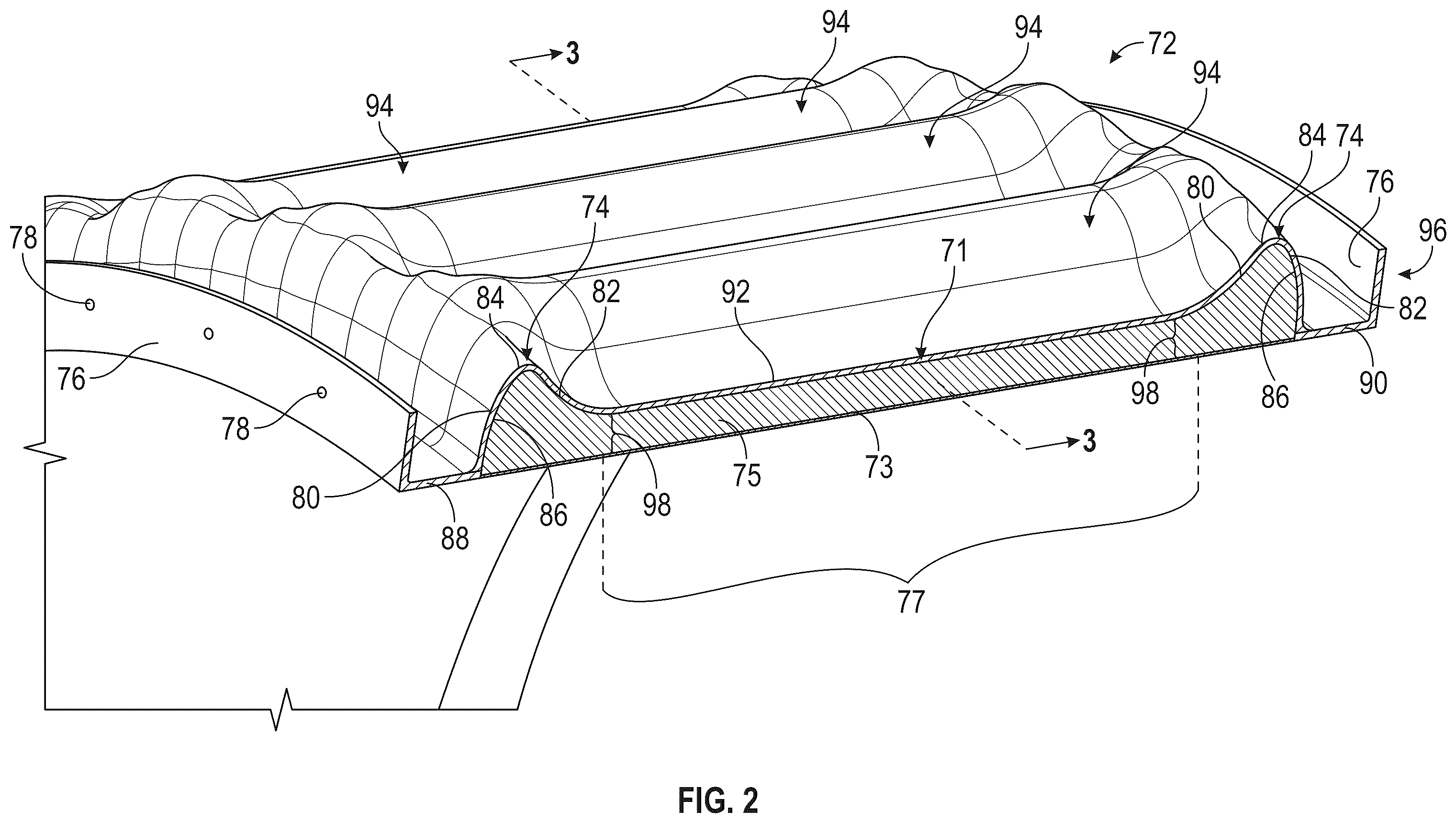 Patent US12378896 Figure 2 – Containment ring for gas turbine engine