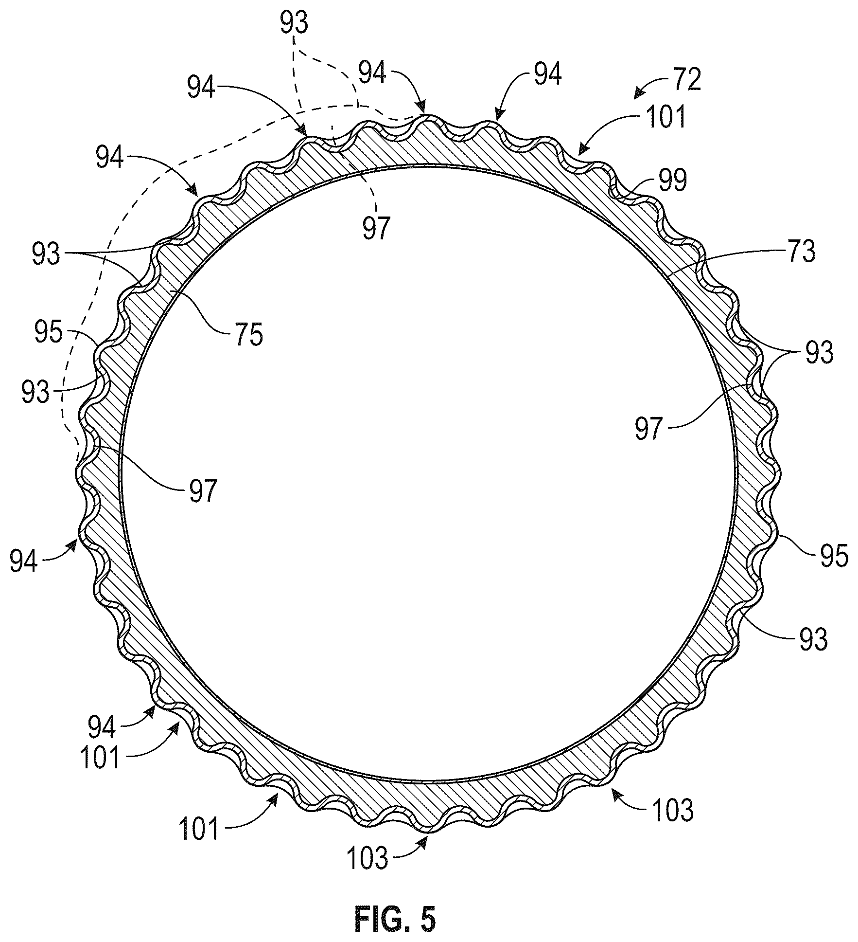 Patent US12378896 Figure 5 – Containment ring for gas turbine engine