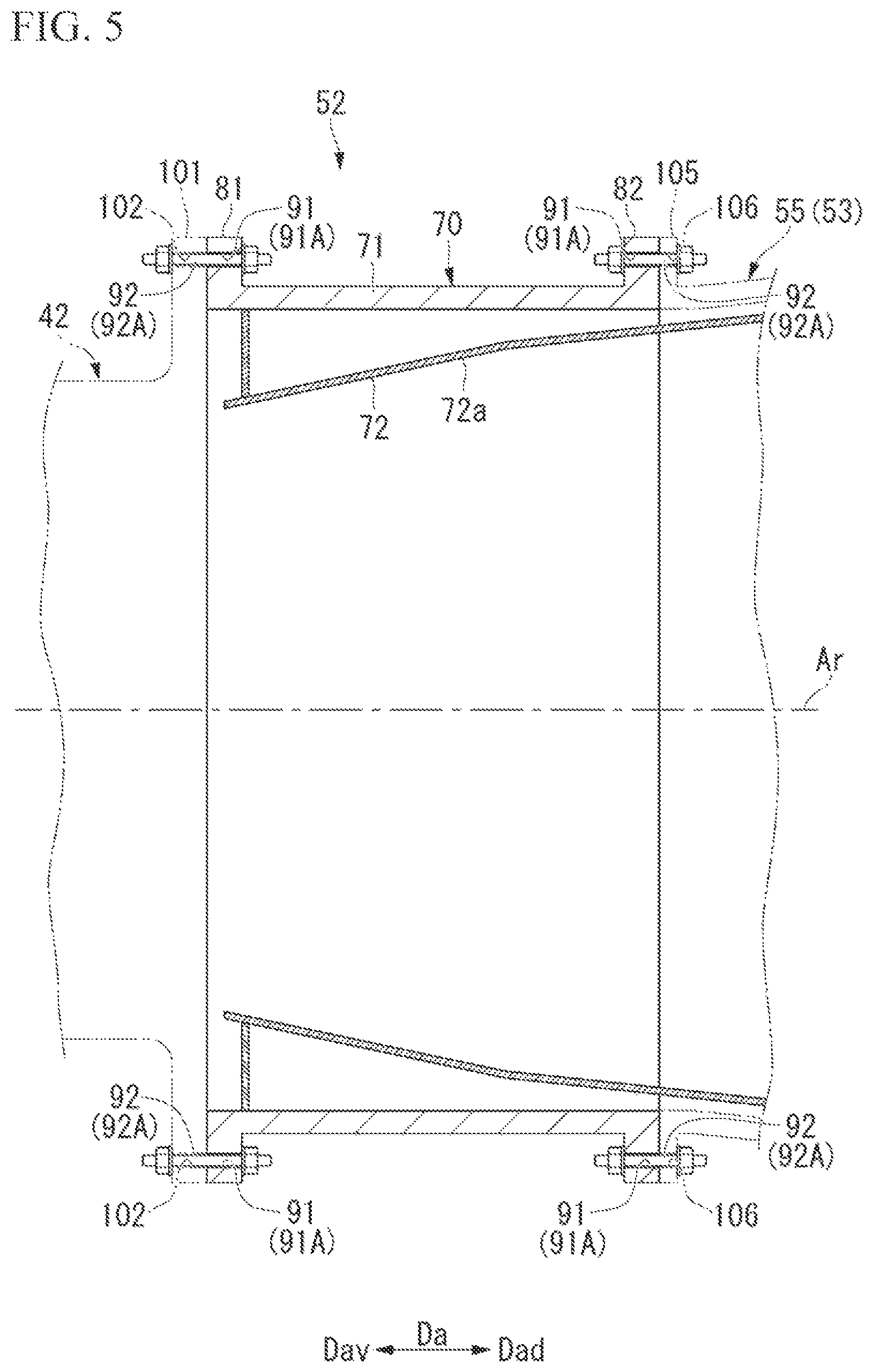 Patent US12378897 Figure 5 – Casing and axial flow rotating machine