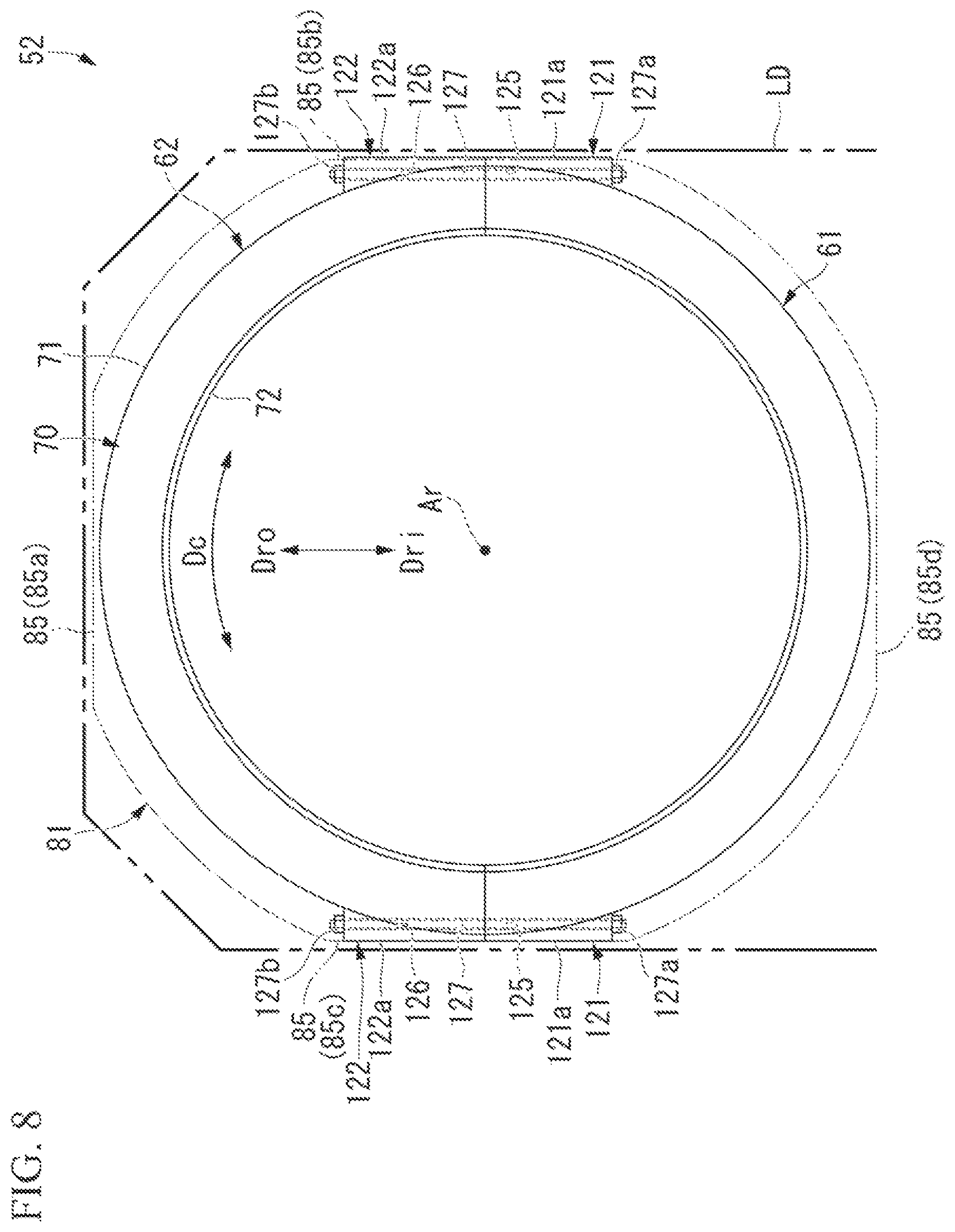 Patent US12378897 Figure 8 – Casing and axial flow rotating machine