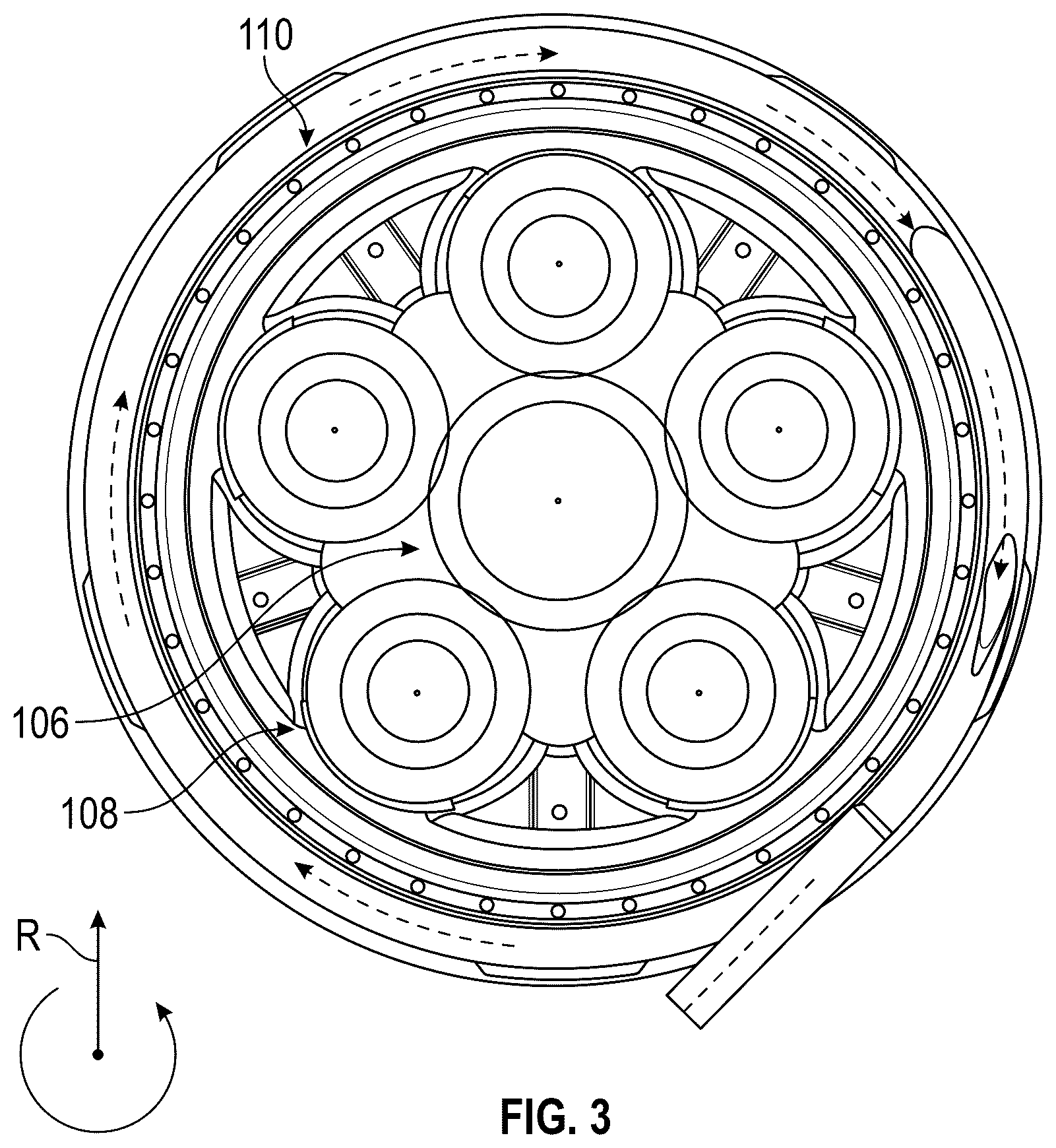Patent US12378898 Figure 3 – Windage cover that covers fasteners coupling a ring gear assembly to an output shaft
