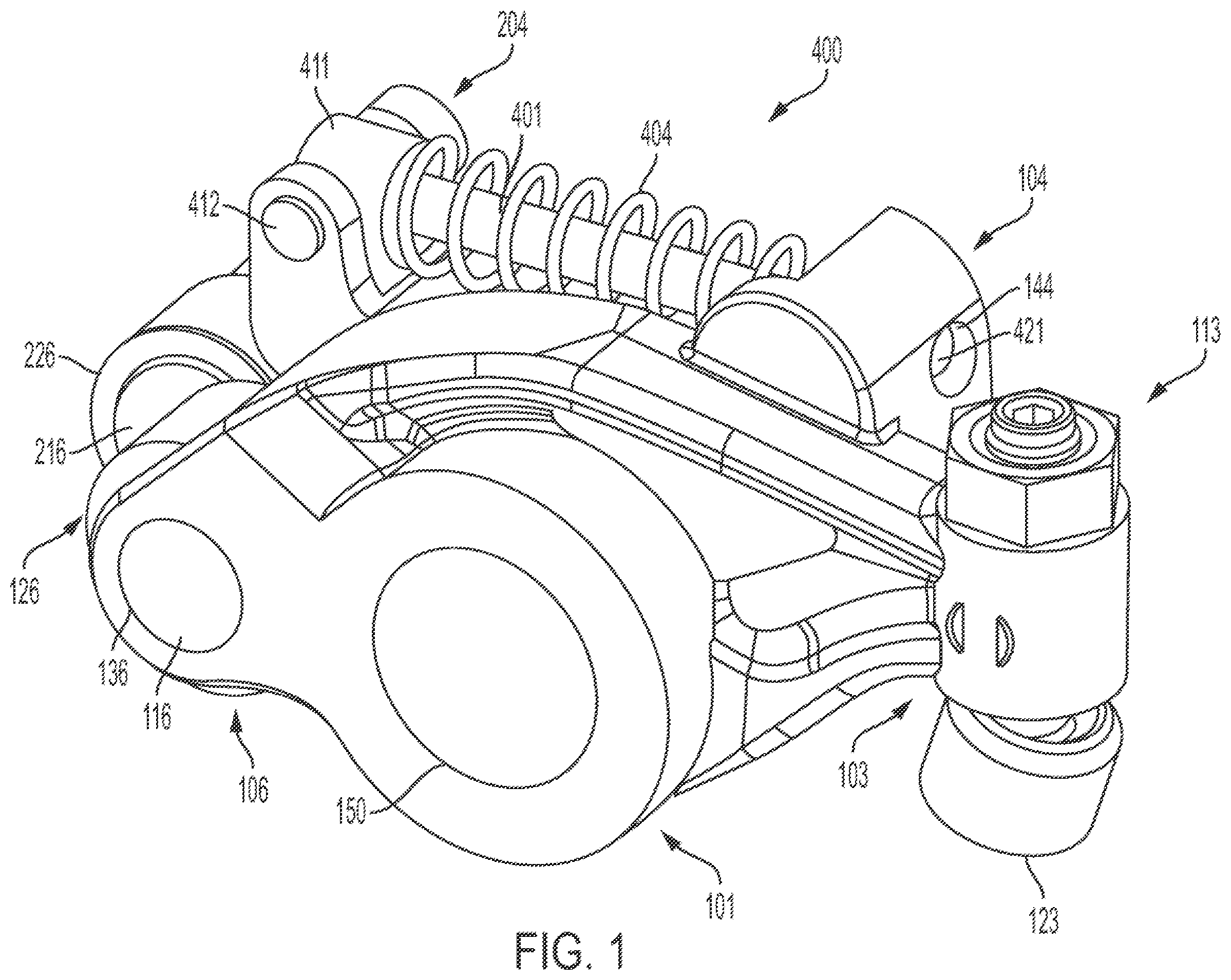 Patent US12378902 Figure 1 – Roller rocker arm assembly