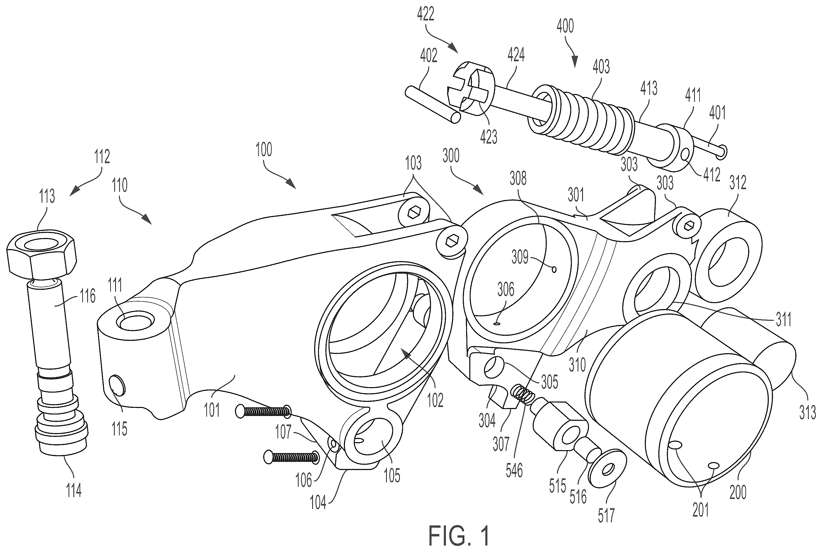 Patent US12378903 Figure 1 – Latching pin assembly and deactivating rocker arm assembly