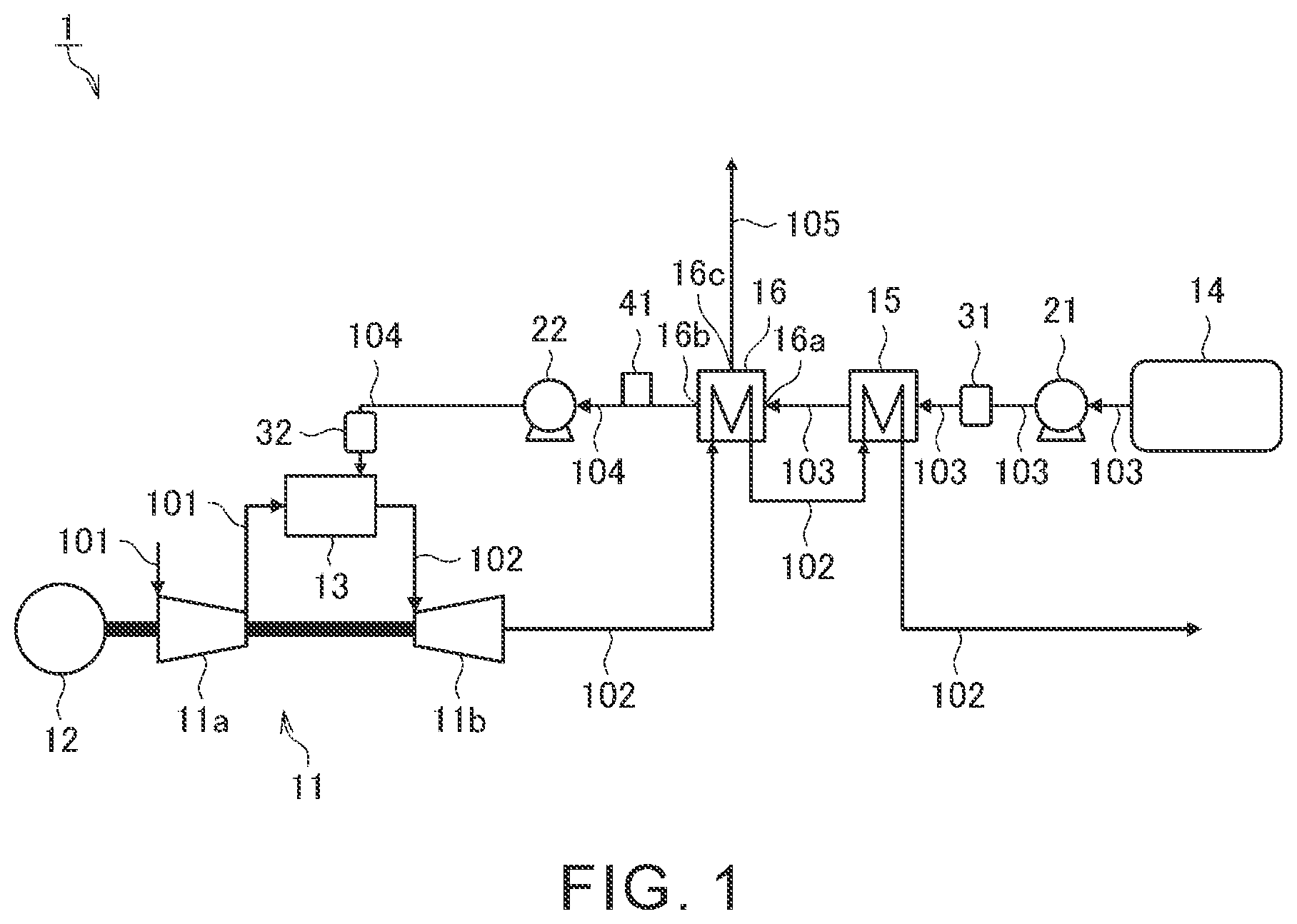 Patent US12378911 Figure 1 – Gas turbine system