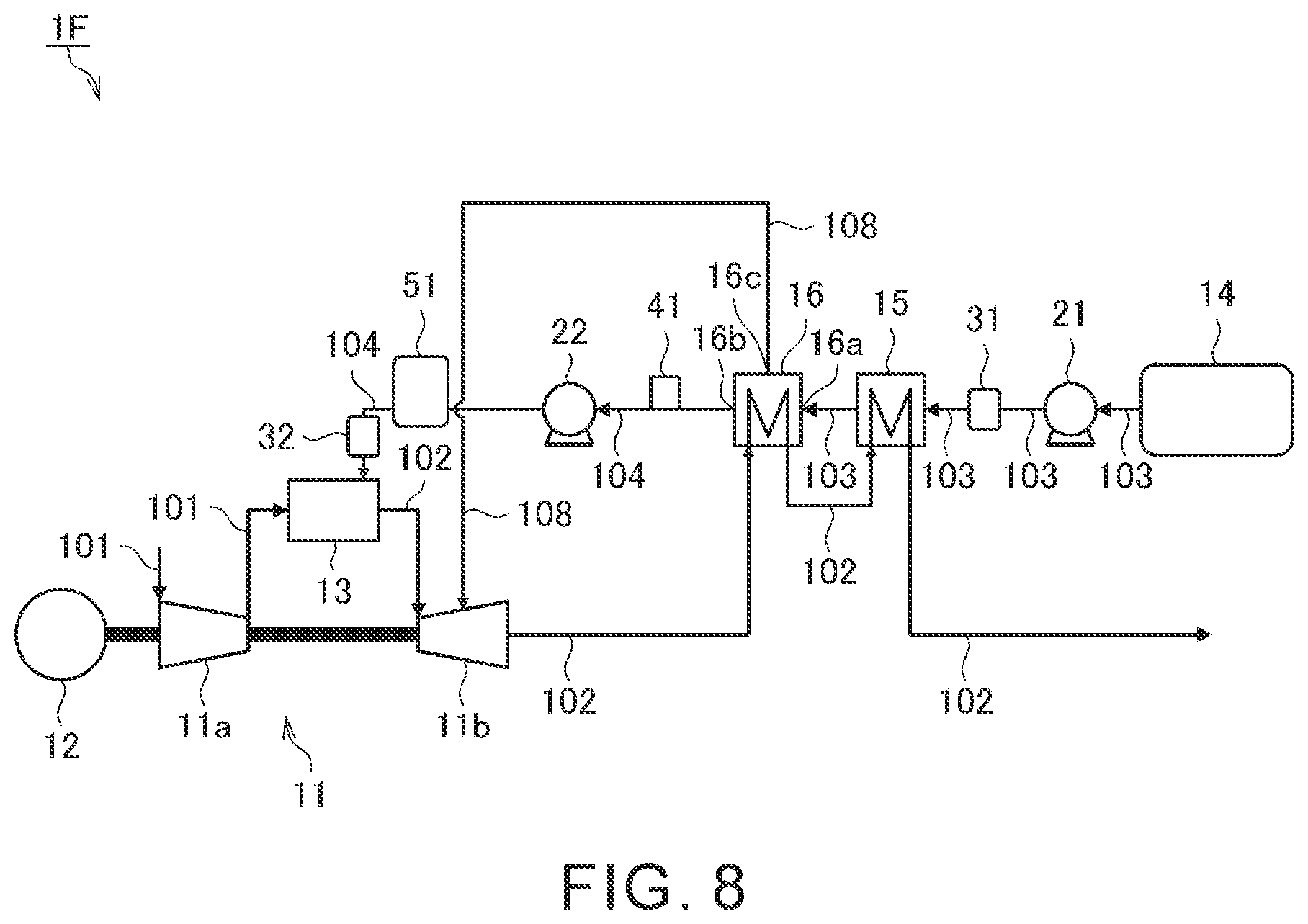 Patent US12378911 Figure 8 – Gas turbine system