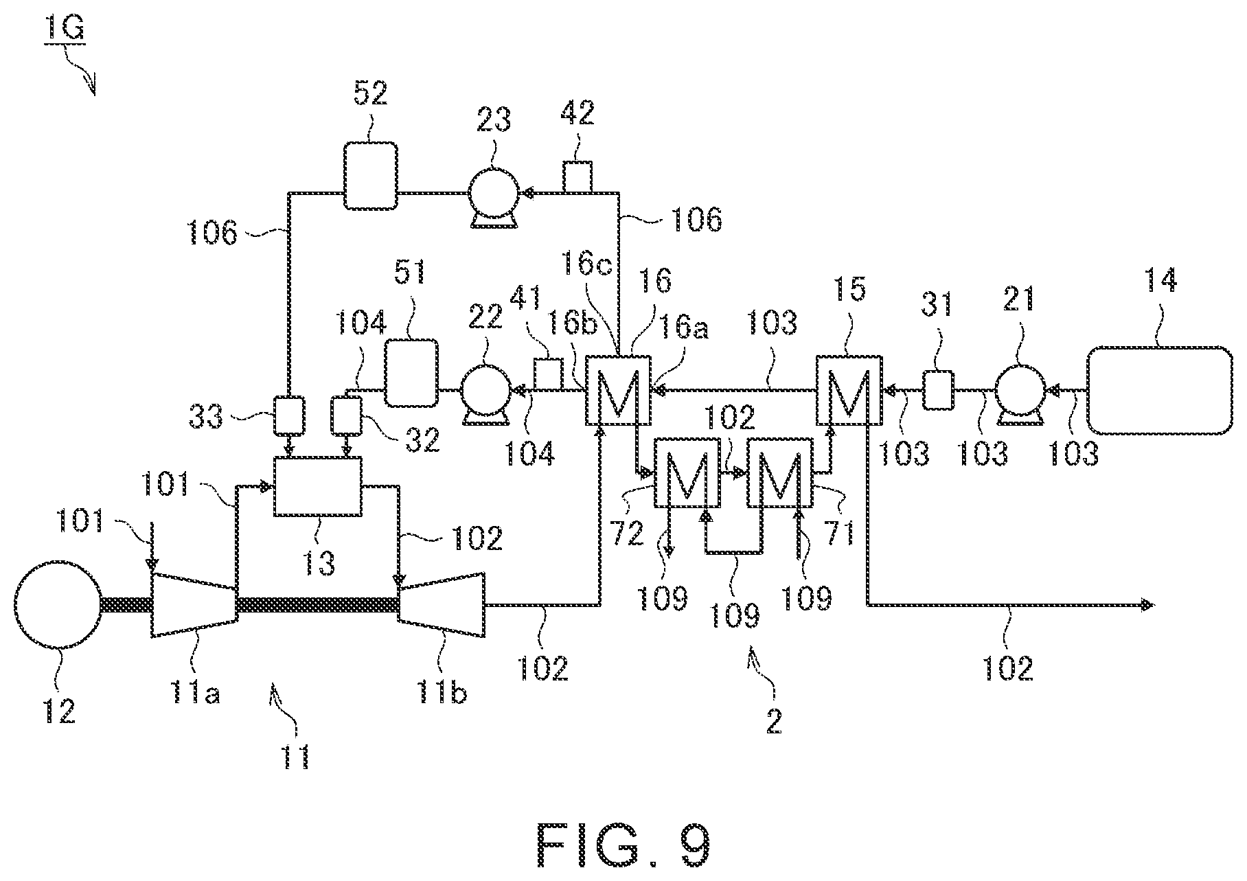 Patent US12378911 Figure 9 – Gas turbine system