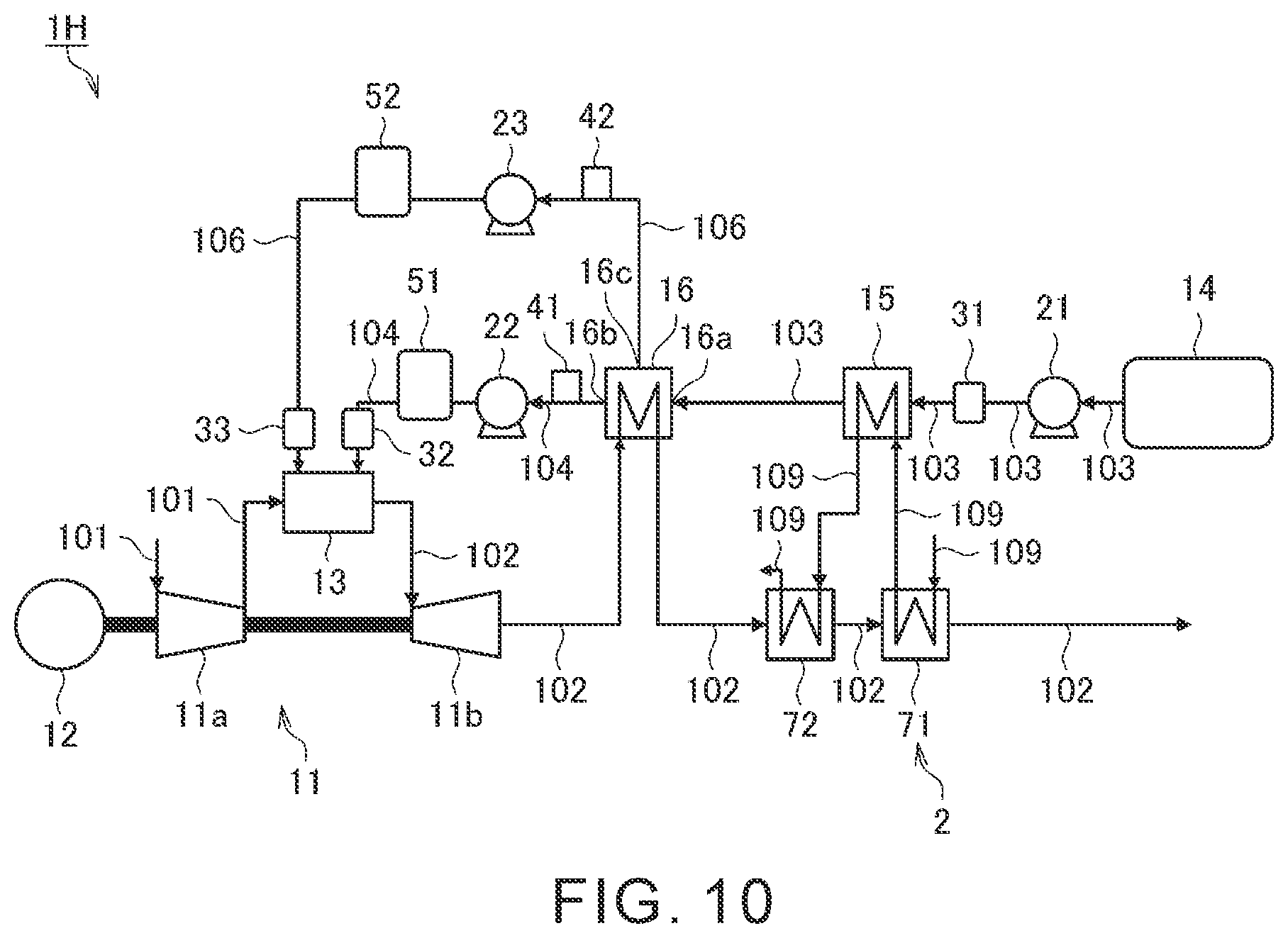 Patent US12378911 Figure 10 – Gas turbine system