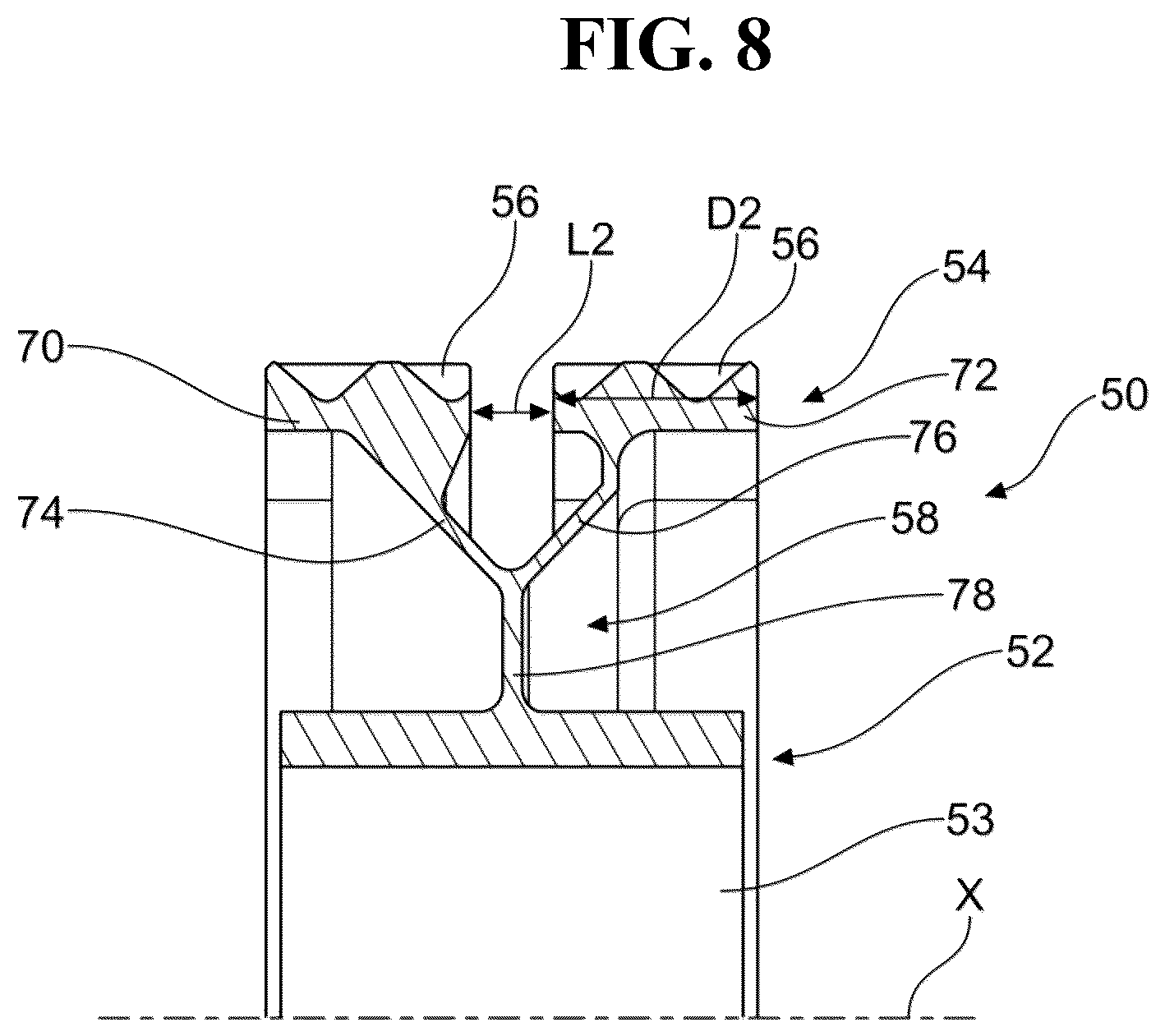 Patent US12378917 Figure 8 – Sun gear for a mechanical reduction gear of an aircraft turbomachine