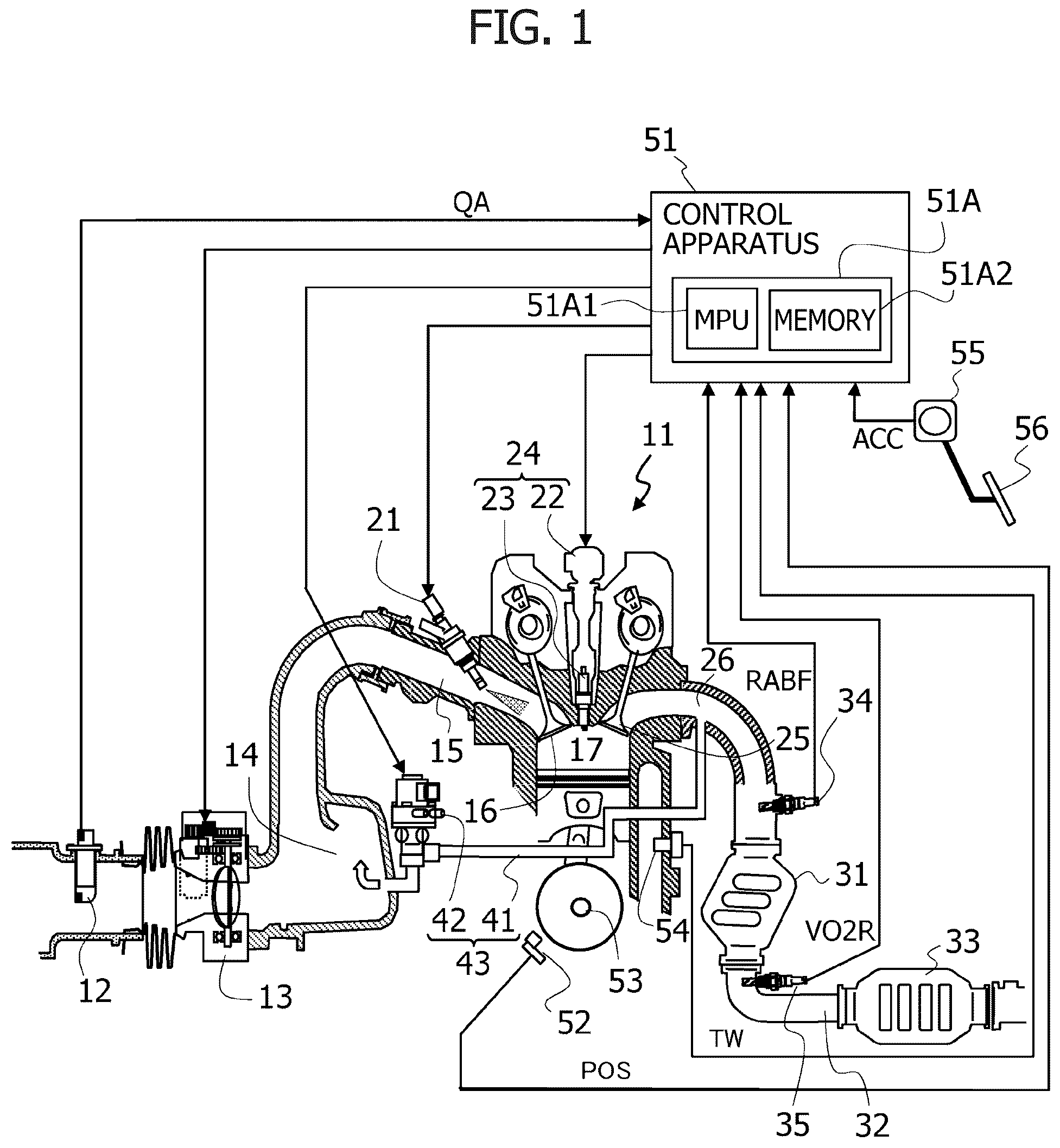 Patent US12378925 Figure 1 – Apparatus and method for controlling internal combustion engine