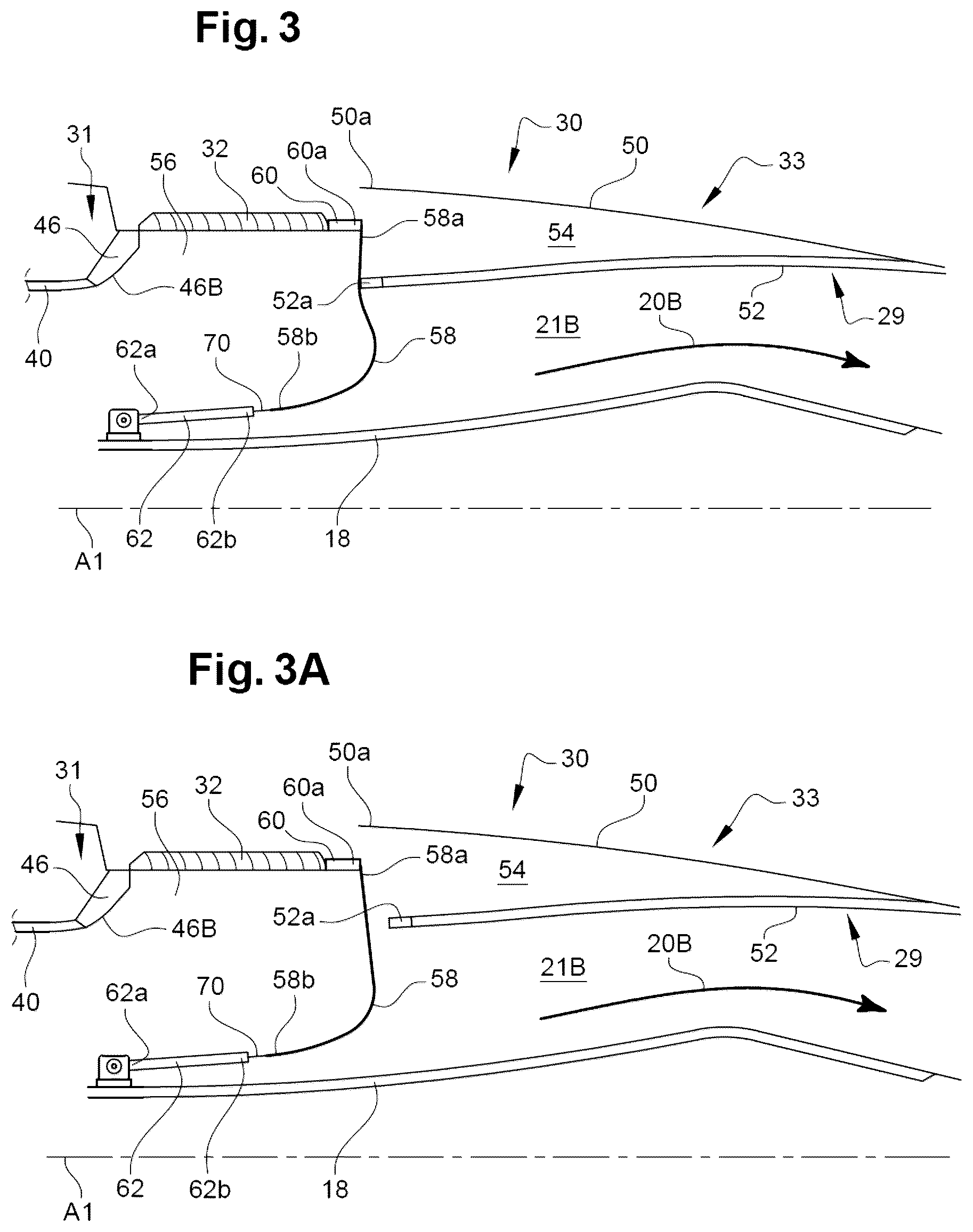 Patent US12378929 Figure 2 – Thrust reverser comprising fixed cascades and a sealing membrane
