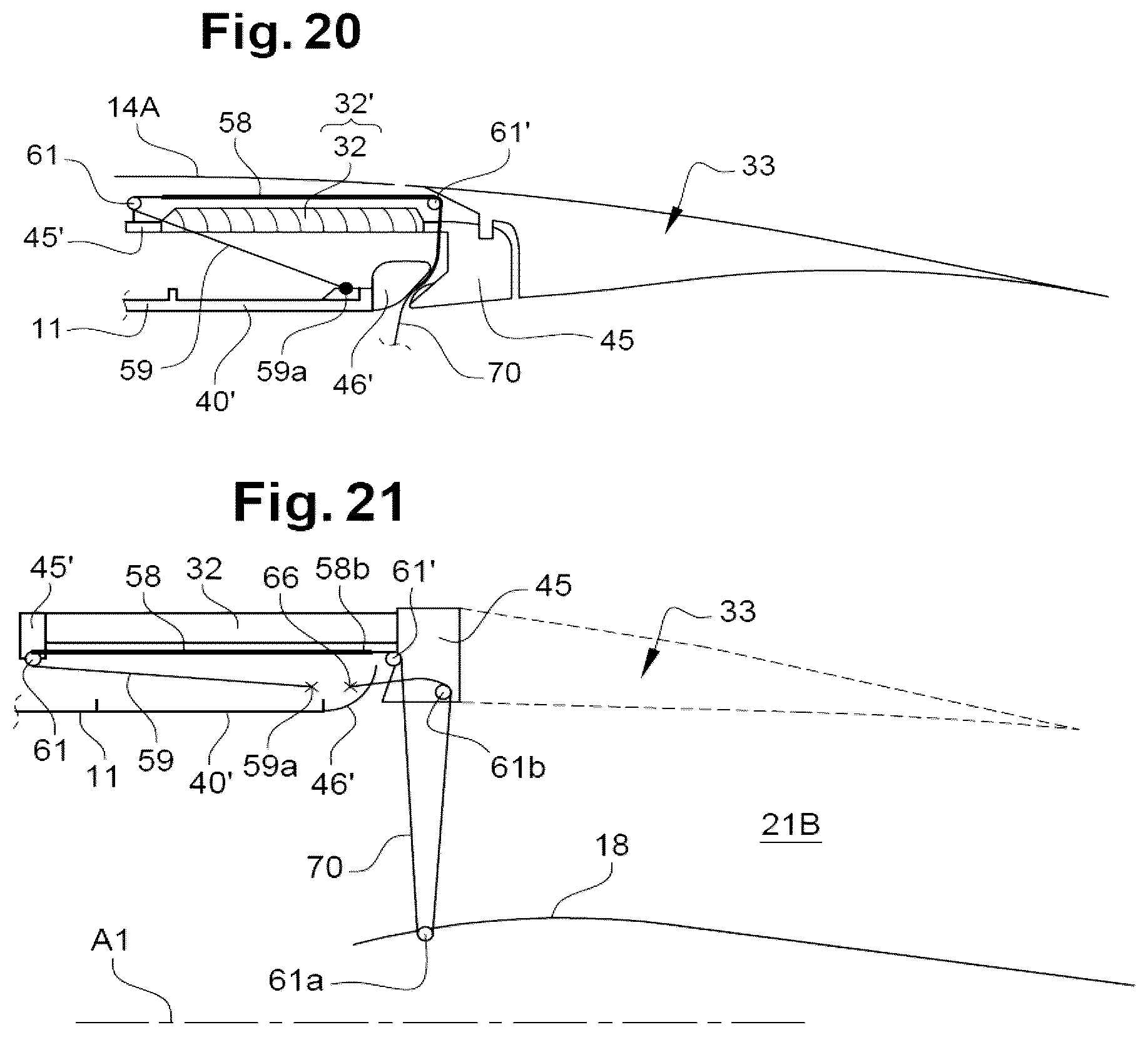 Patent US12378930 Figure 14 – Thrust reverser comprising movable cascades and a sealing membrane