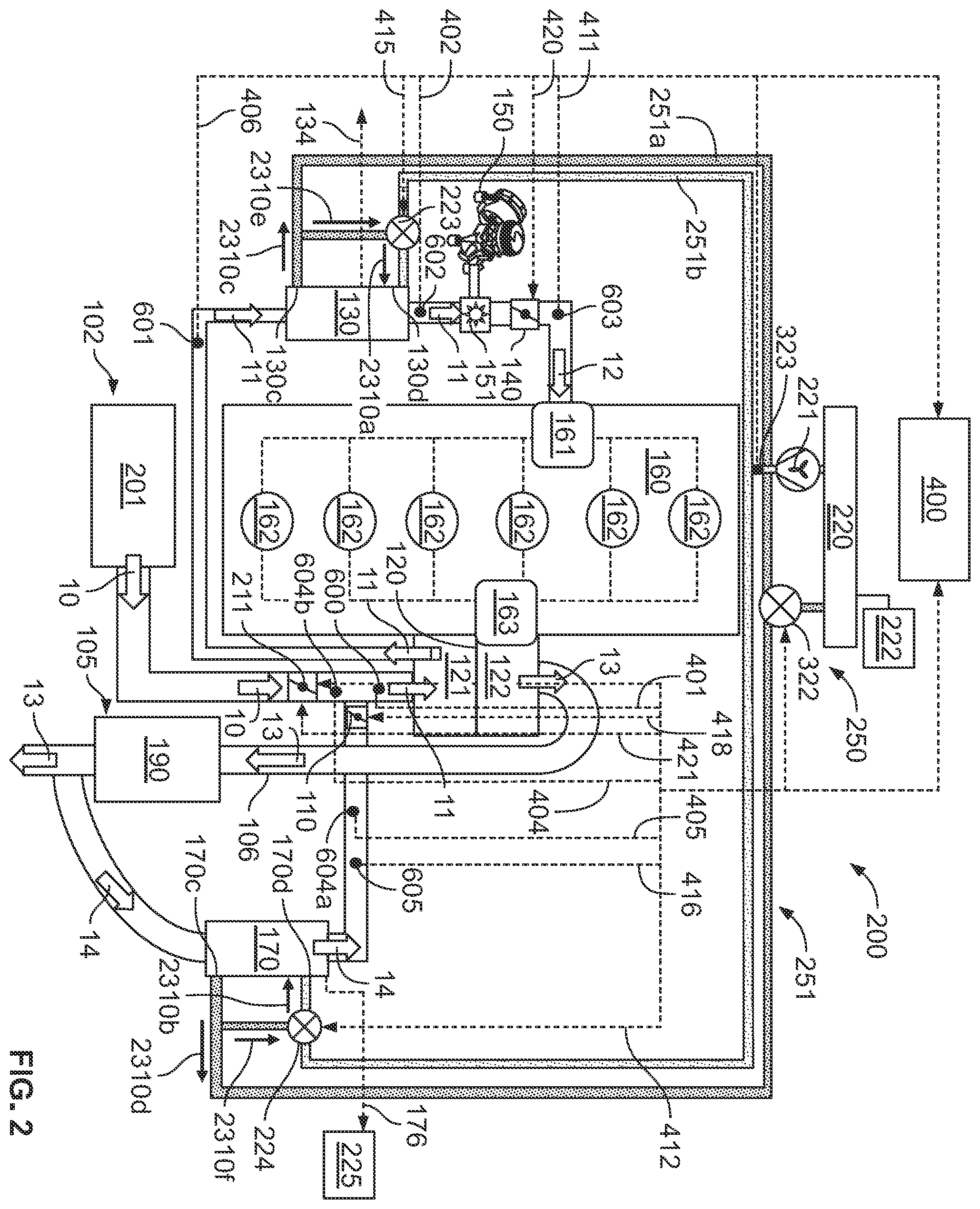 Patent US12378934 Figure 2 – Low-pressure EGR system with condensate management