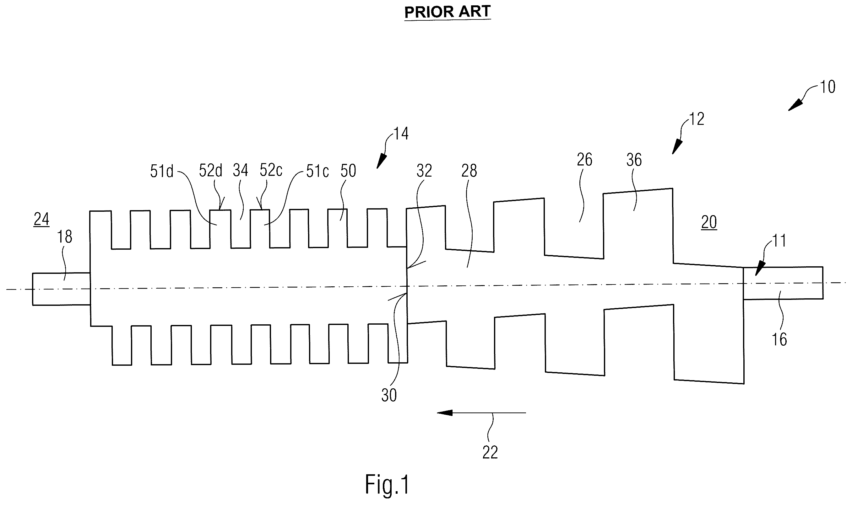 Patent US12378961 Figure 1 – Screw pump with a tapered suction-side section and a pressure-side section with a decreasing clearance