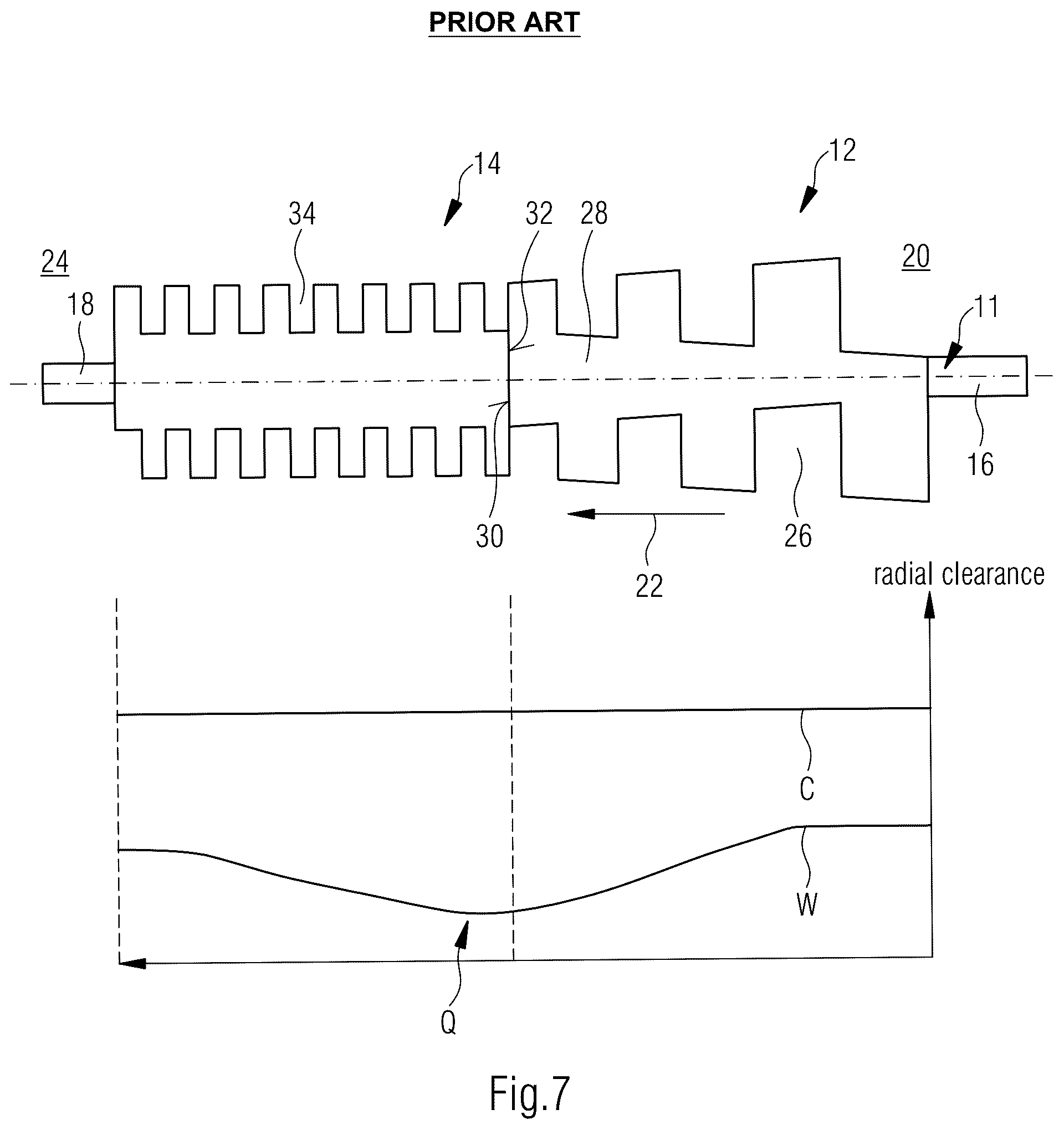 Patent US12378961 Figure 8 – Screw pump with a tapered suction-side section and a pressure-side section with a decreasing clearance