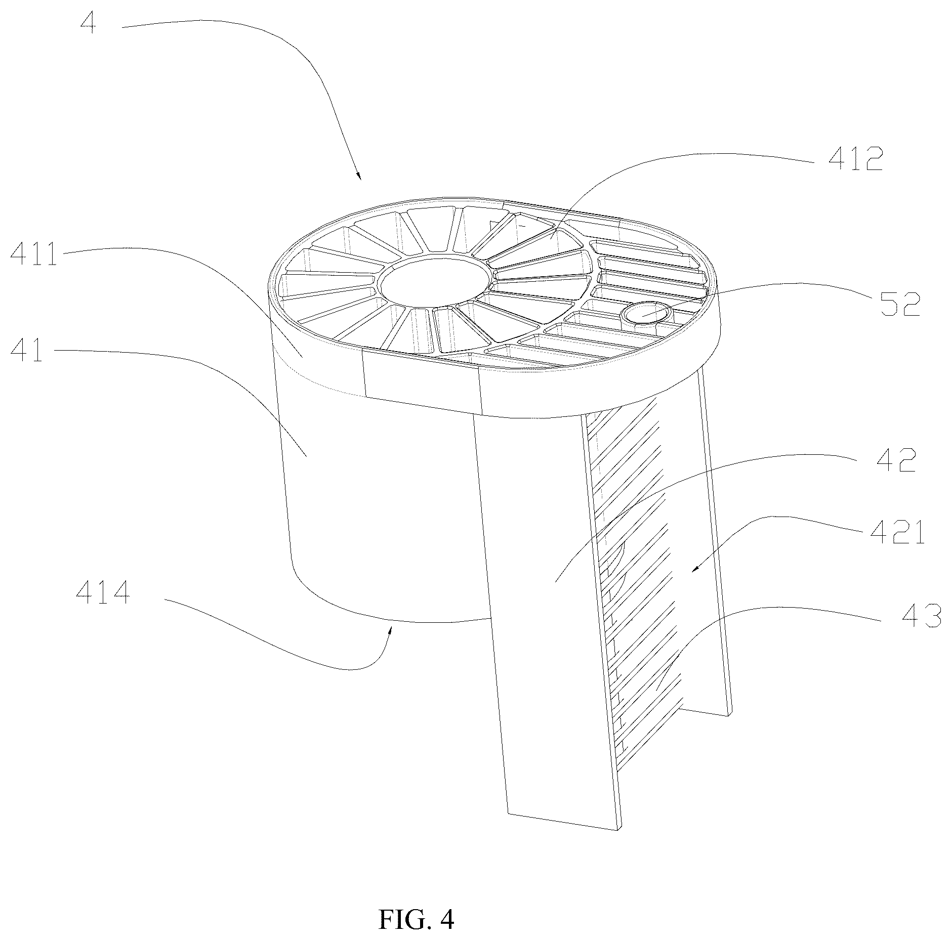 Patent US12378968 Figure 4 – Portable fan and fan assembly
