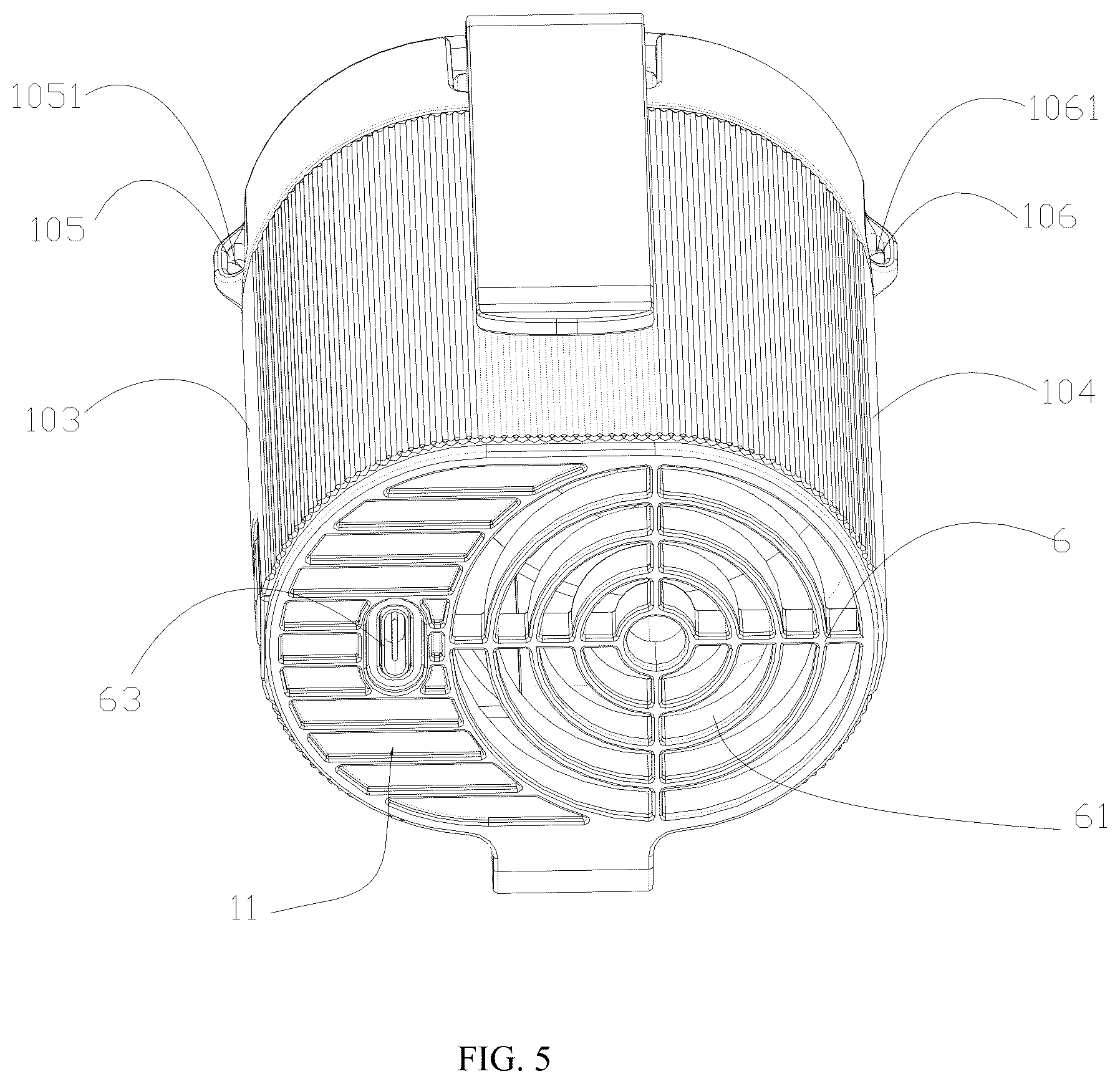 Patent US12378968 Figure 5 – Portable fan and fan assembly