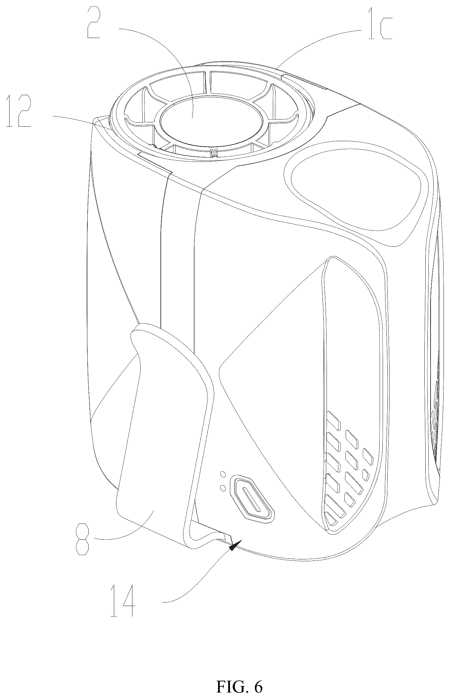 Patent US12378968 Figure 6 – Portable fan and fan assembly
