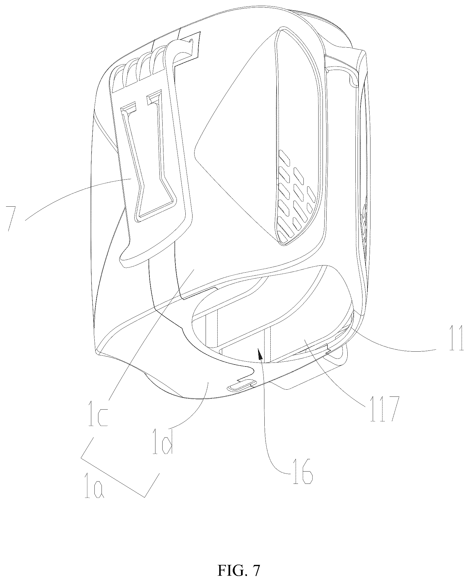 Patent US12378968 Figure 7 – Portable fan and fan assembly