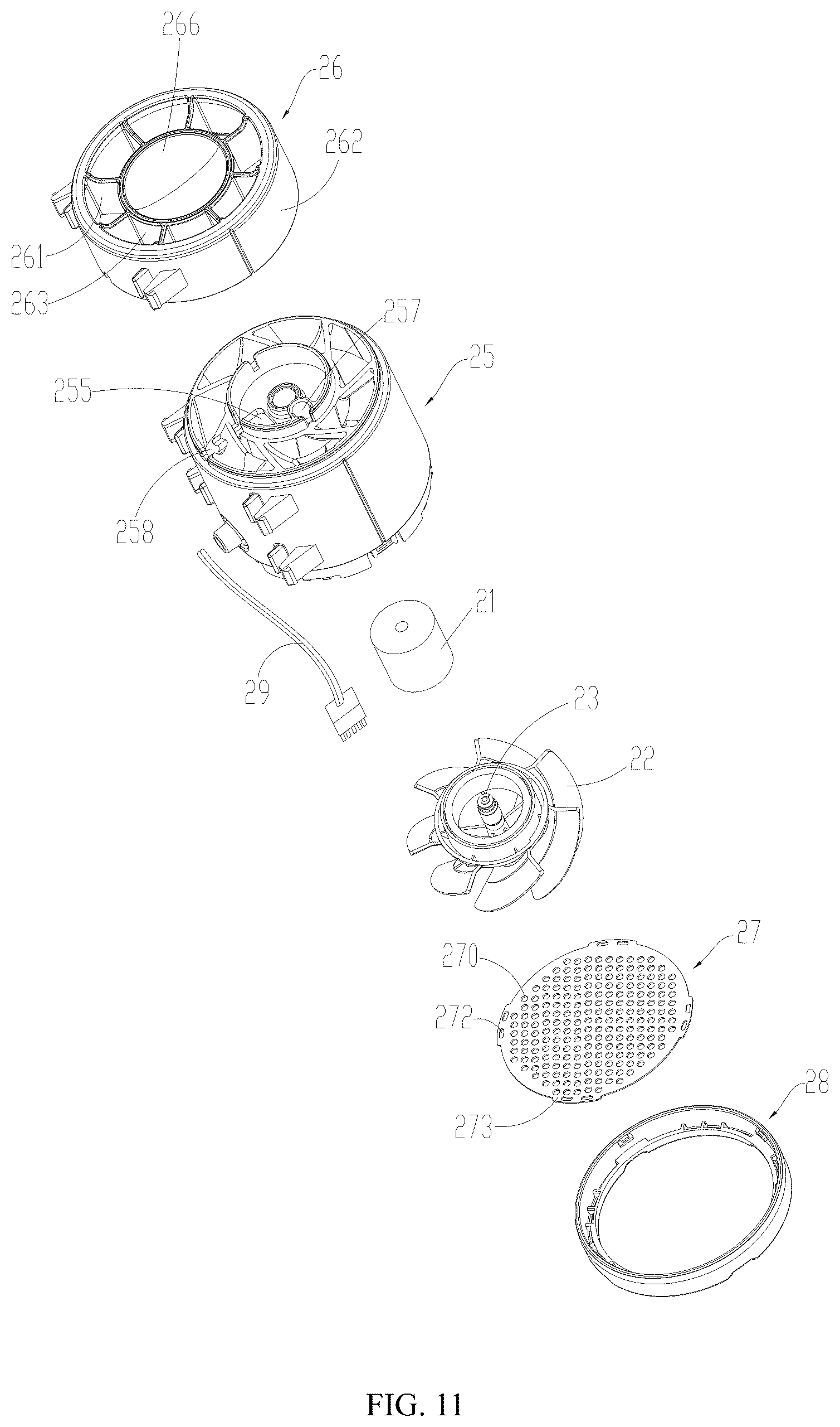 Patent US12378968 Figure 11 – Portable fan and fan assembly