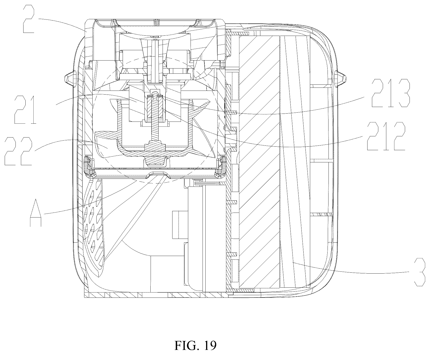 Patent US12378968 Figure 19 – Portable fan and fan assembly