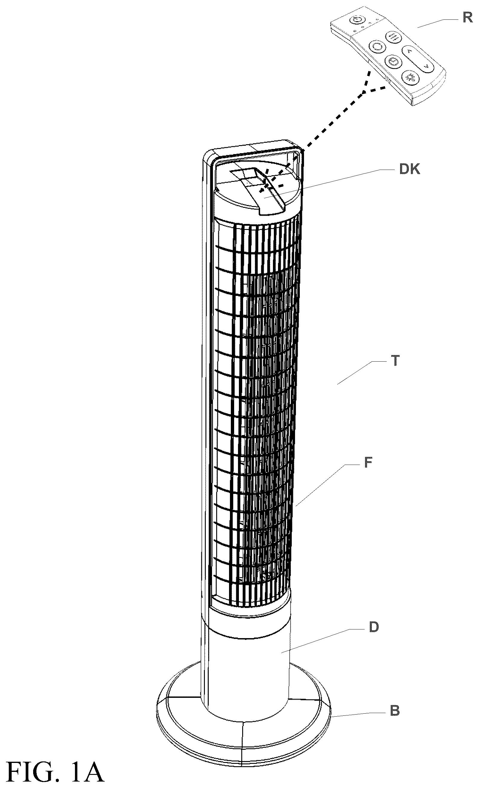 Patent US12378973 Figure 1 – Modular tower fan