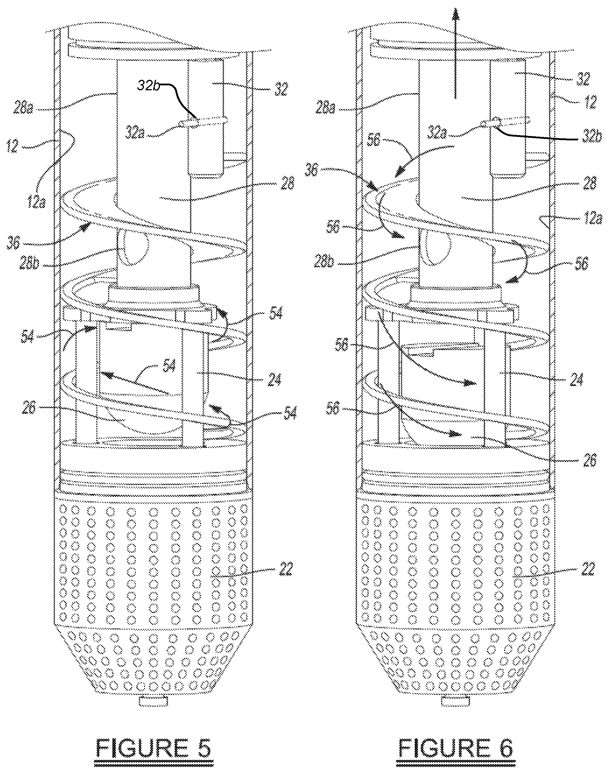 Patent US12378975 Figure 4 – Pneumatic fluid pump with dual rotational swirling cleaning action