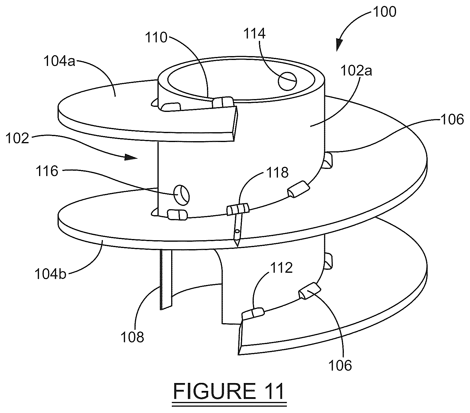 Patent US12378975 Figure 8 – Pneumatic fluid pump with dual rotational swirling cleaning action