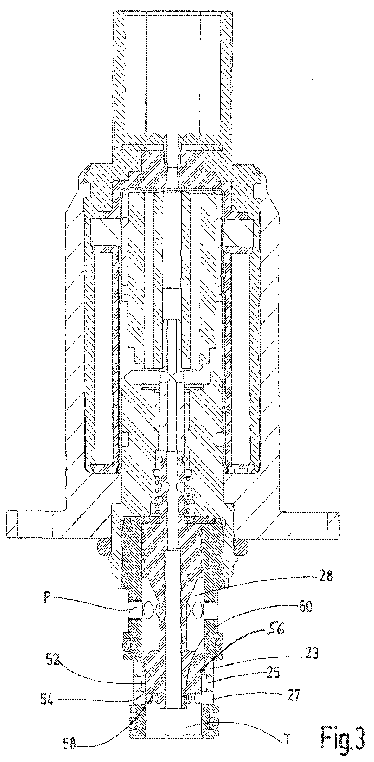 Patent US12378977 Figure 3 – Valve for providing a fluid-conducting connection between a pressure supply port and a consumer port or between the consumer port and a return port