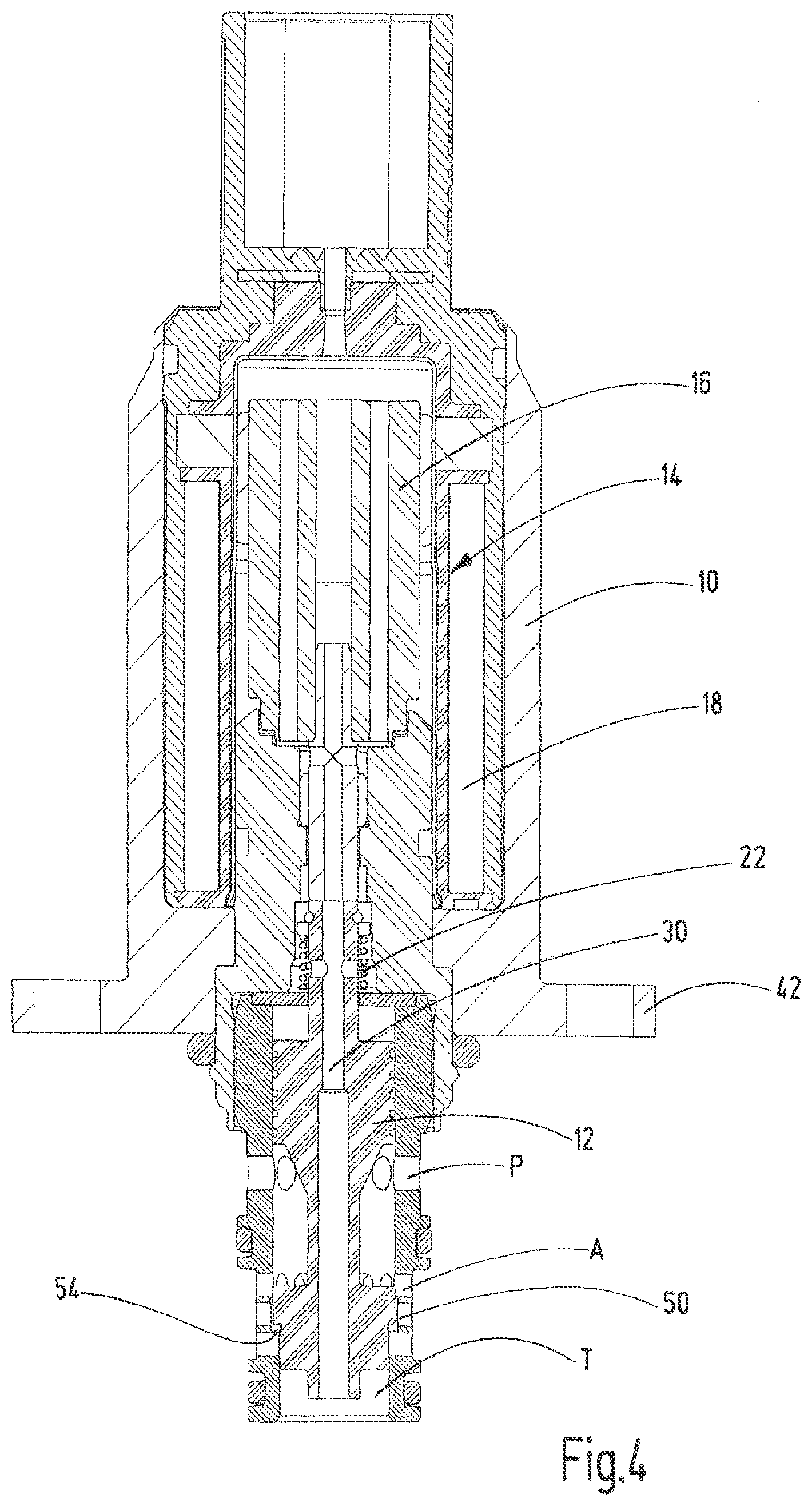 Patent US12378977 Figure 4 – Valve for providing a fluid-conducting connection between a pressure supply port and a consumer port or between the consumer port and a return port