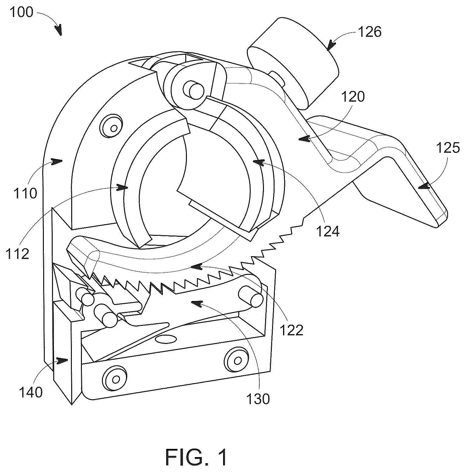 Patent US12378982 — Clamping mechanism — Figure 1