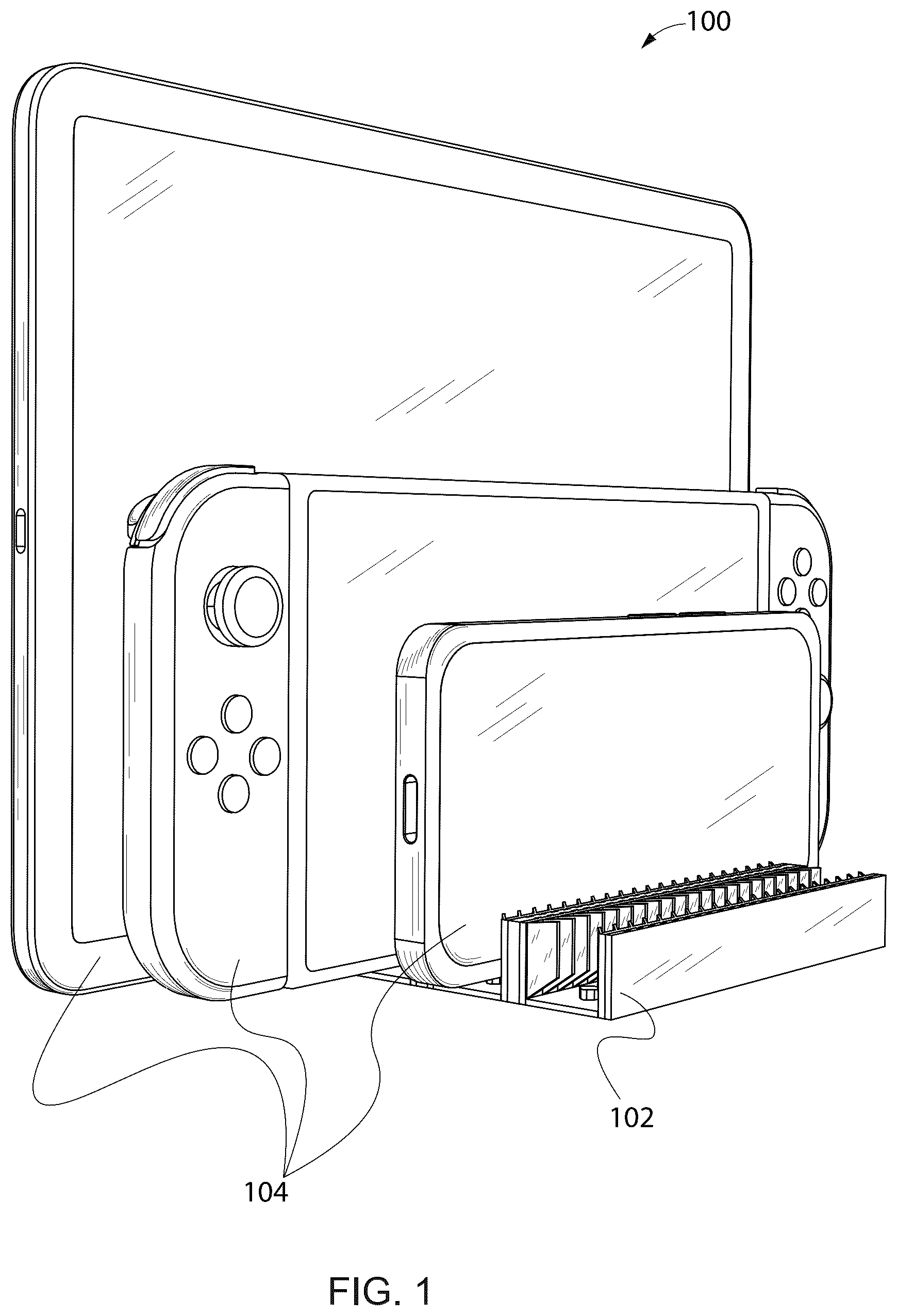 Patent US12378985 Figure 1 – Rack for supporting electronic devices
