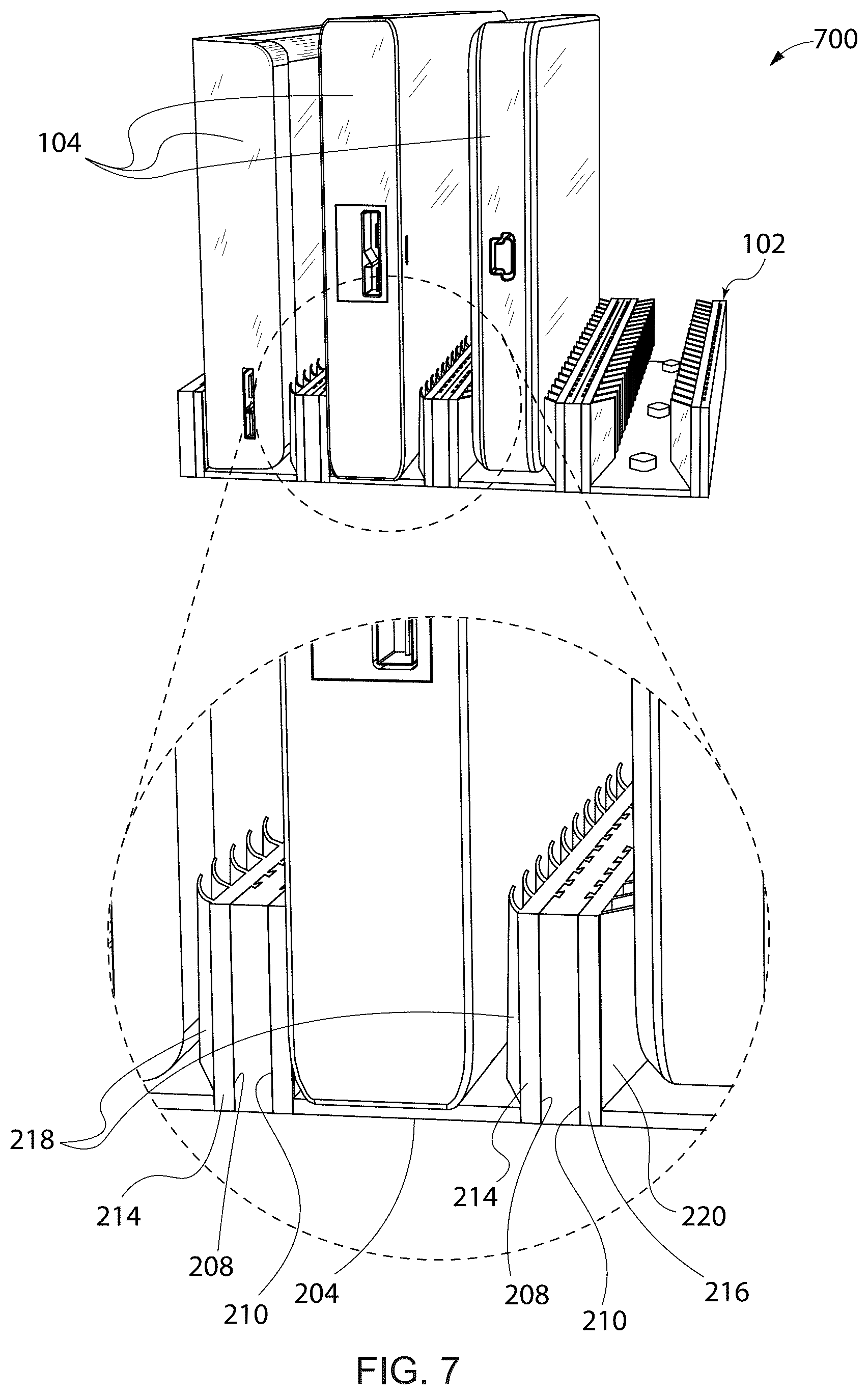 Patent US12378985 Figure 7 – Rack for supporting electronic devices