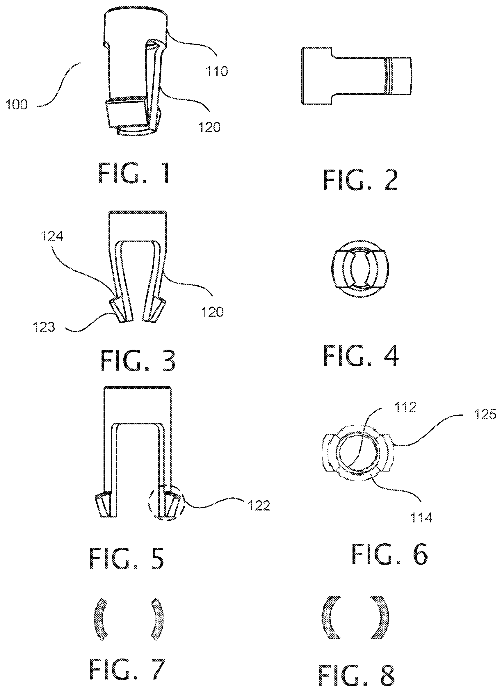 Patent US12378987 Figure 1 – Expandable collet bodies with sectional finger-based anti-rotation feature, clips inserts and systems thereof