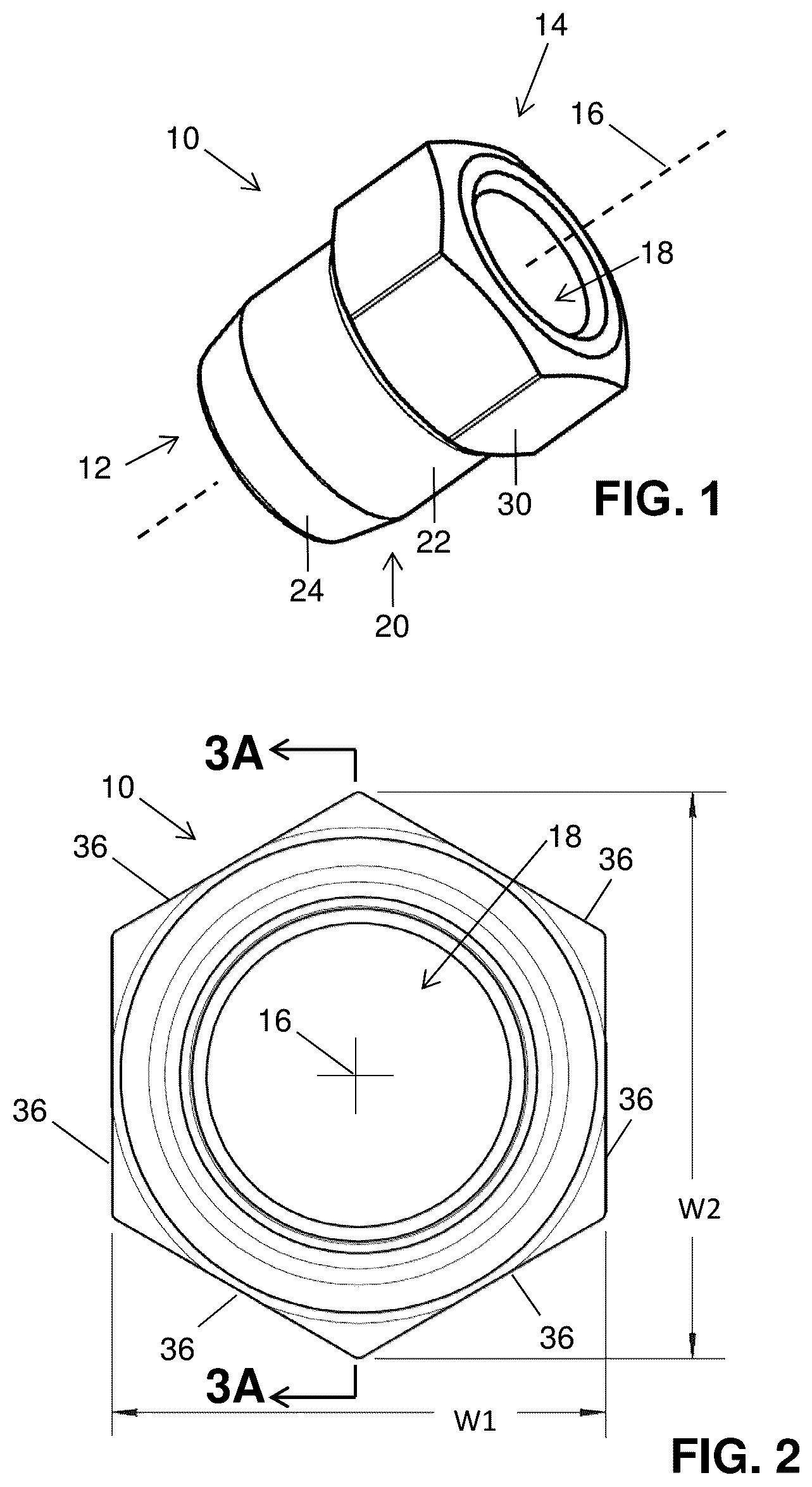 Patent US12378988 Figure 1 – Tapered fastener