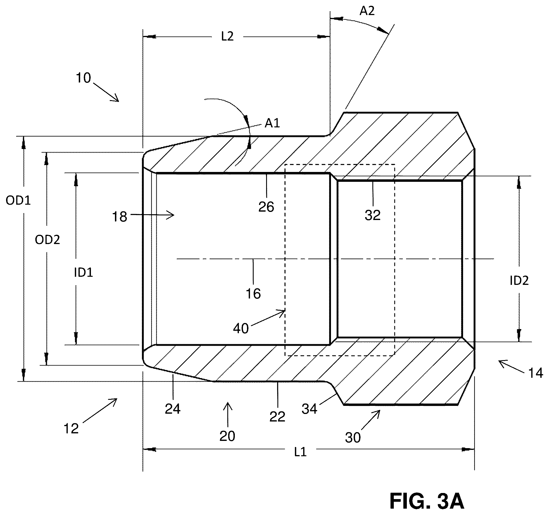 Patent US12378988 Figure 2 – Tapered fastener