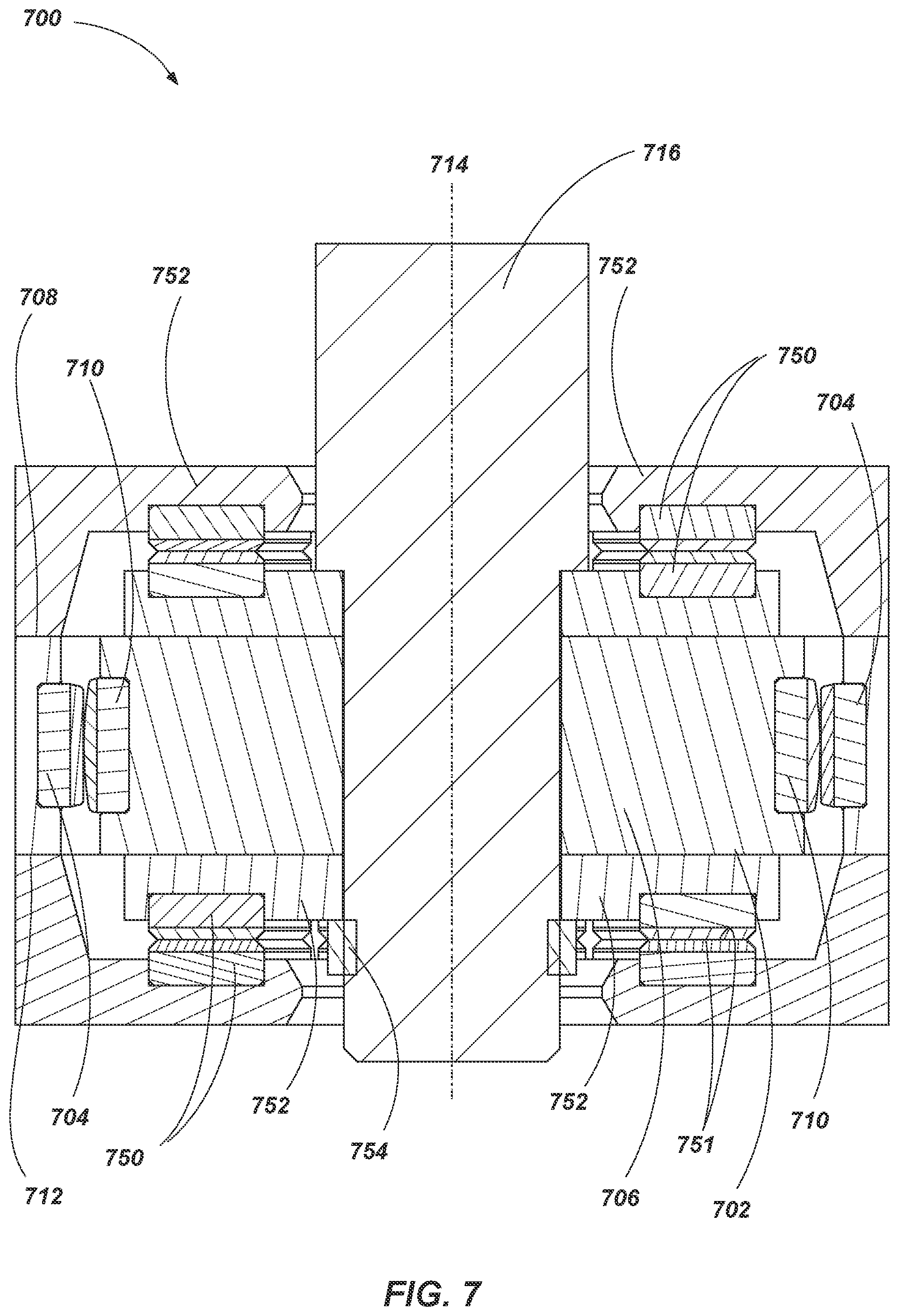 Patent US12378991 Figure 11 – Contained bearing assemblies and related systems and methods