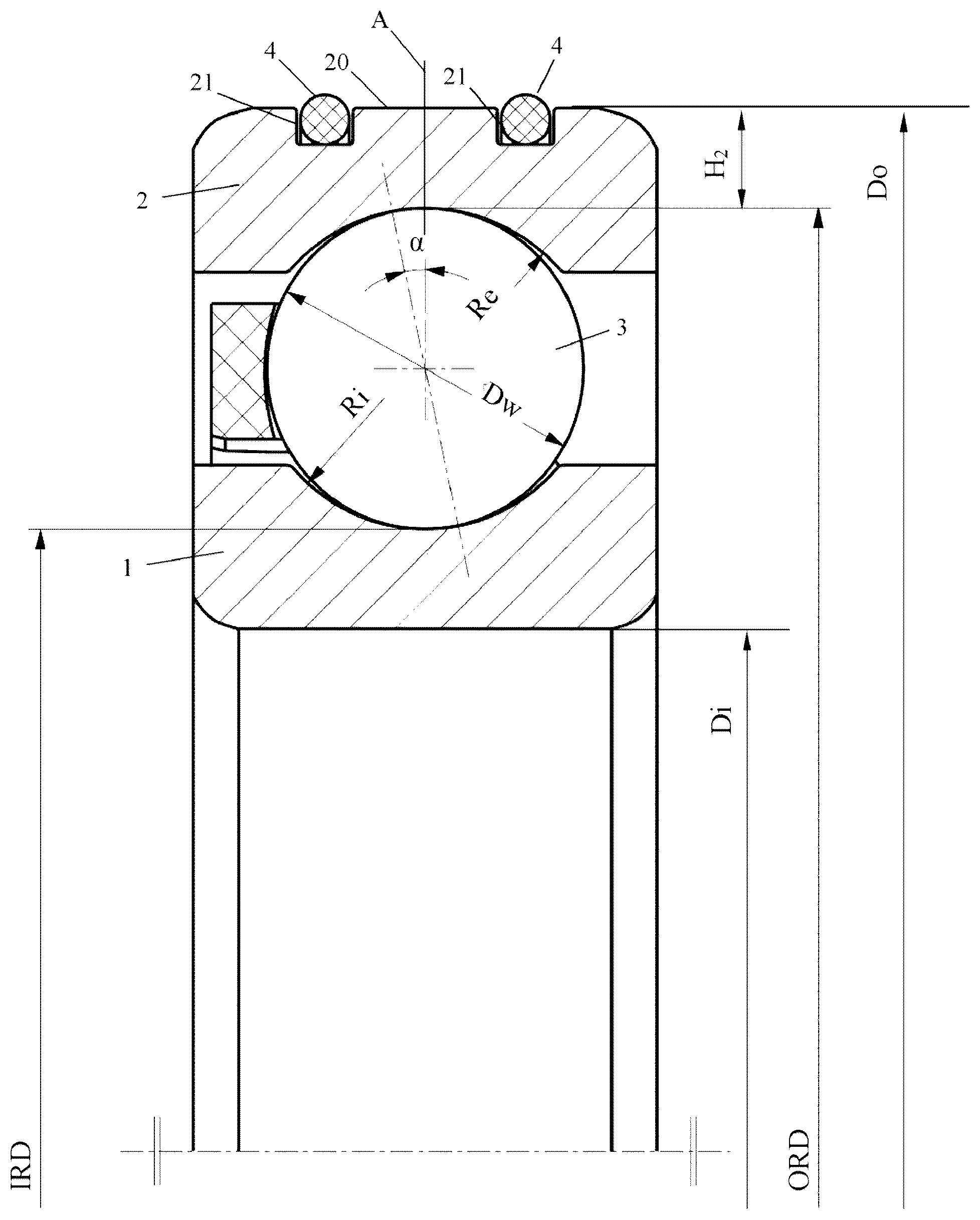 Patent US12378992 Figure 1 – Ball bearing and ball bearing assembly