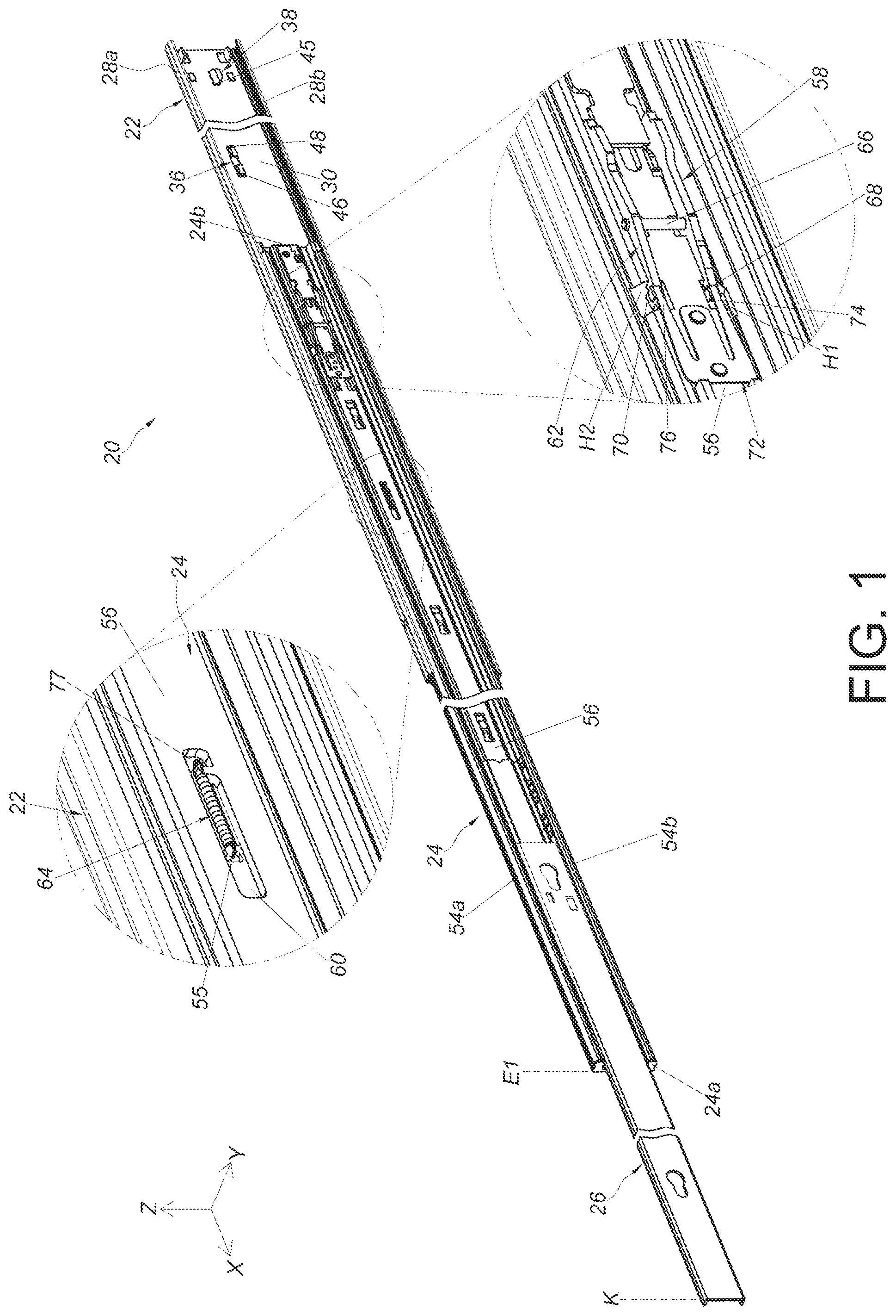 Patent US12378994 Figure 1 – Slide rail assembly
