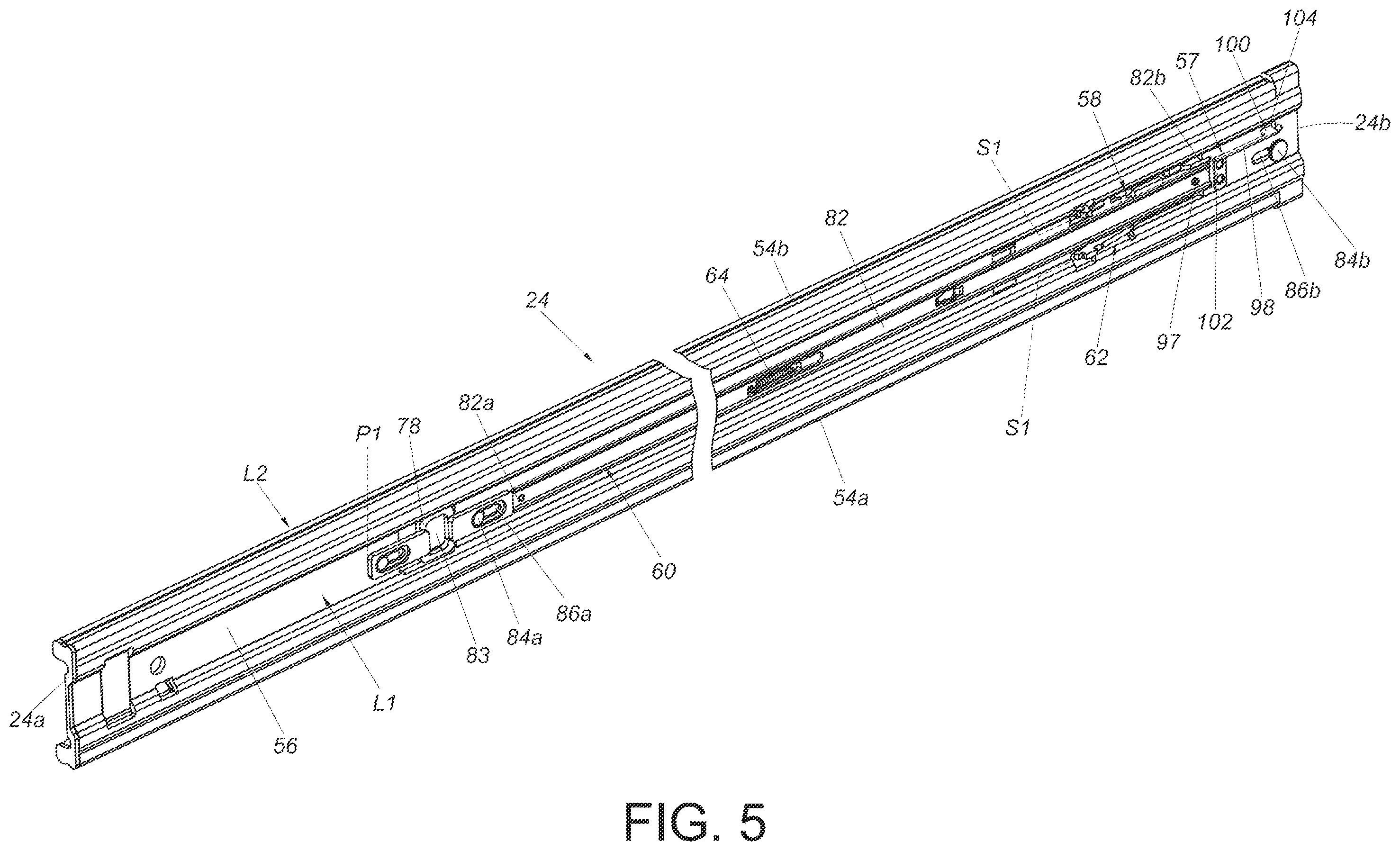 Patent US12378994 Figure 5 – Slide rail assembly