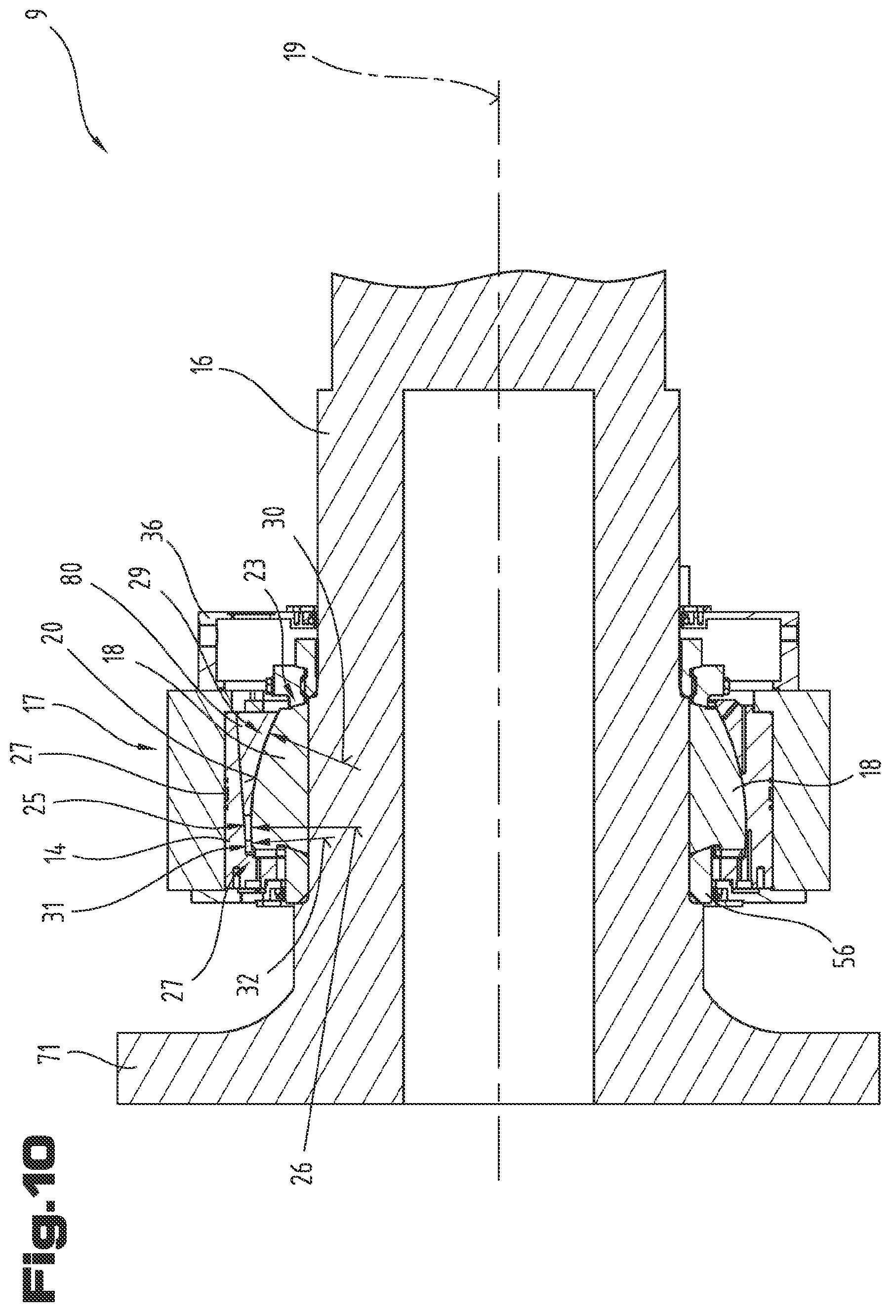 Patent US12378996 Figure 10 – Plain bearing arrangement and nacelle equipped with a plain bearing arrangement for a wind turbine