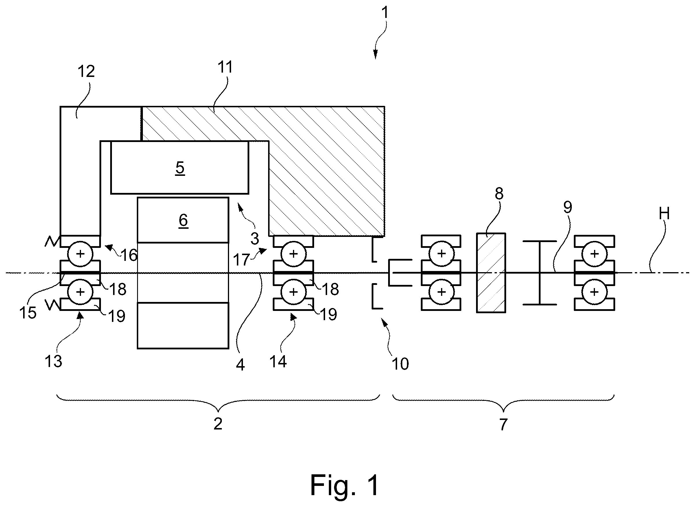 Patent US12378998 Figure 1 – Bearing assembly for integrating into an electric drive assembly for a vehicle, and electric drive assembly comprising the bearing assembly