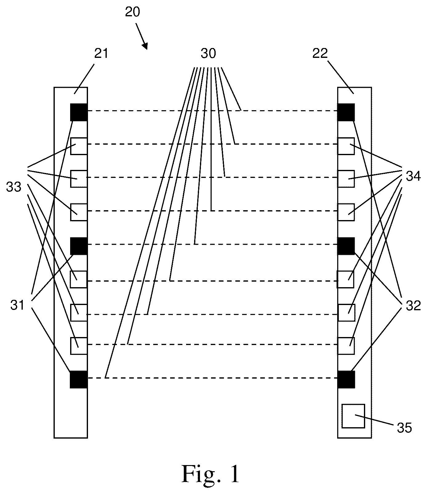 Patent US12386100 Figure 1 – Light grid with distance measurement