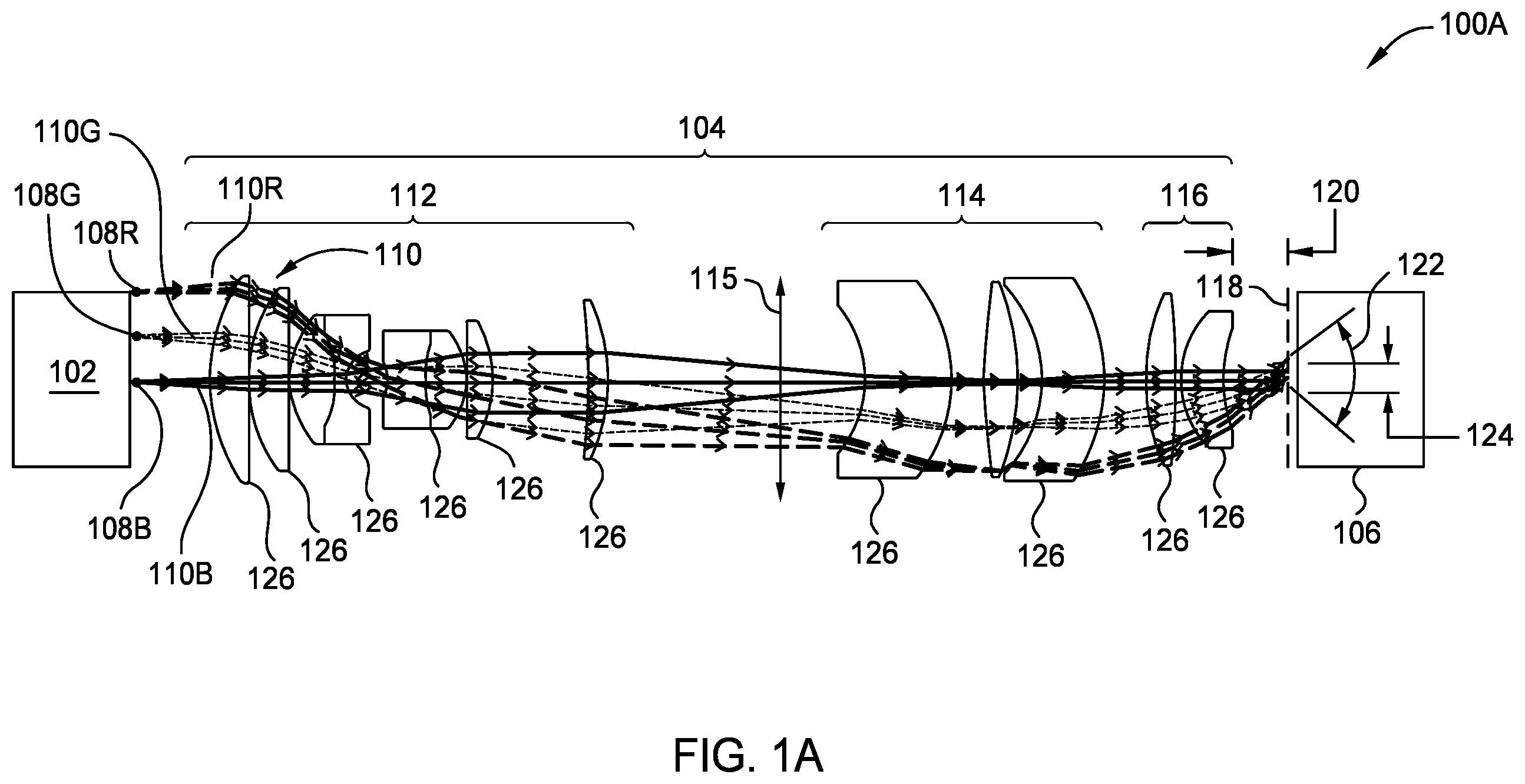 Patent US12386155 — Ultra-wide angle lens systems with external pupil — Figure 1