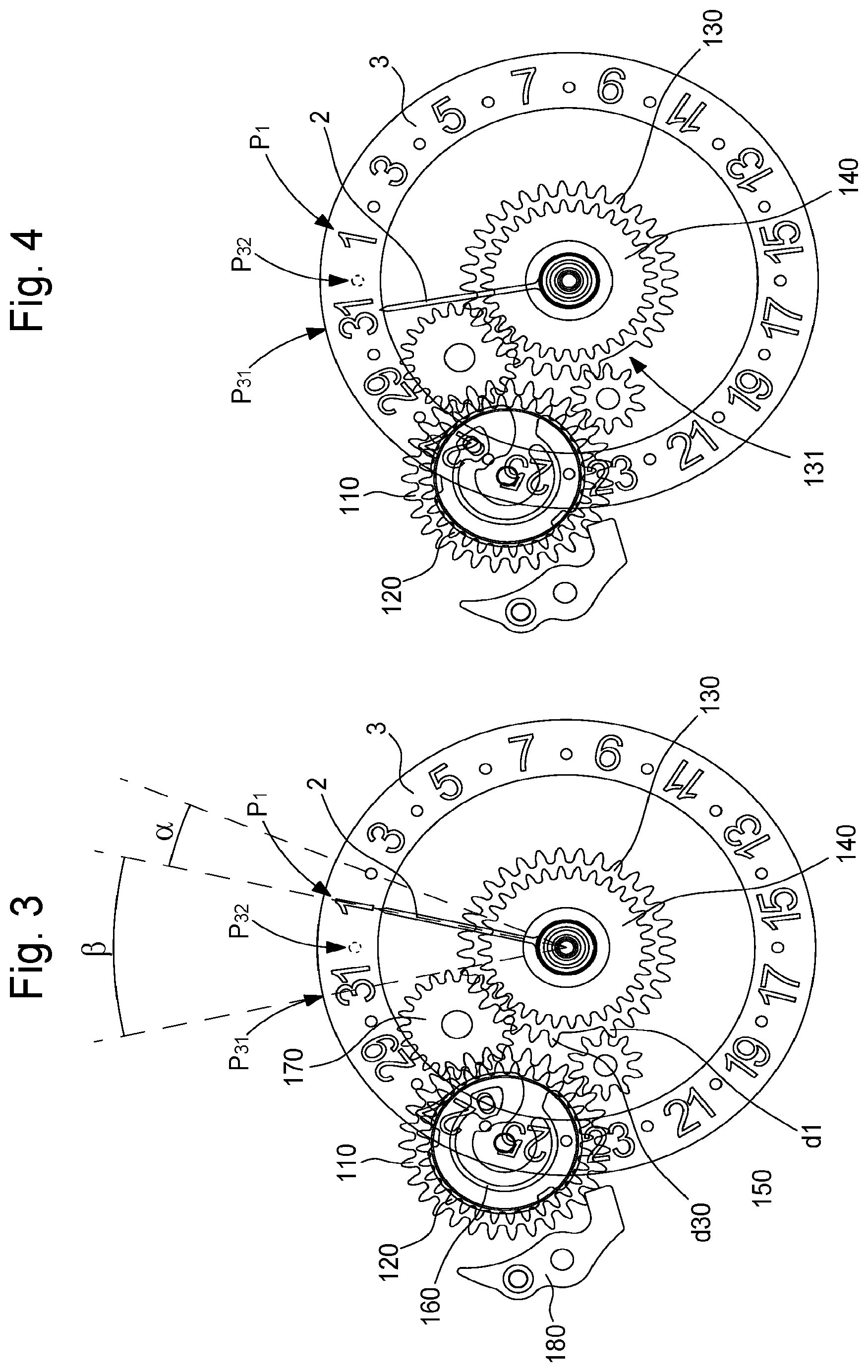 Patent US12386313 Figure 3 – Anterograde display mechanism for timepiece