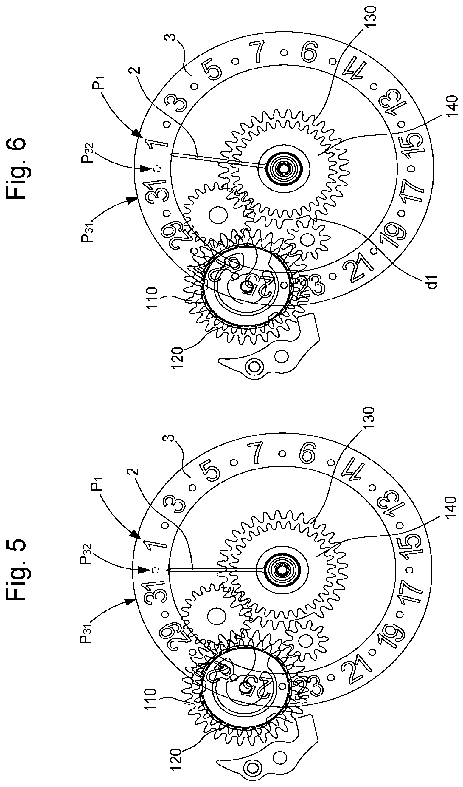 Patent US12386313 Figure 4 – Anterograde display mechanism for timepiece
