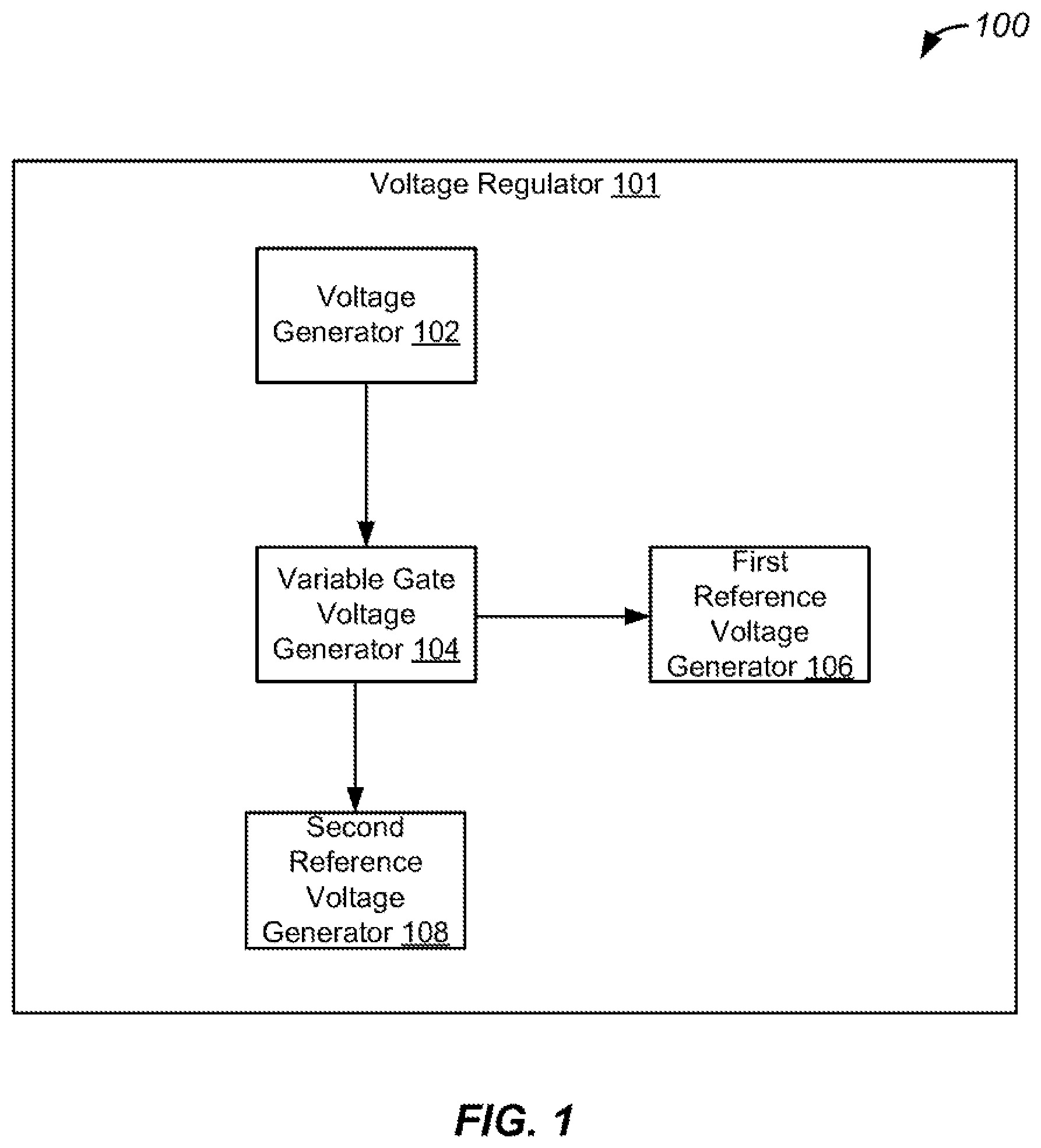 Patent US12386377 Figure 1 – Systems, methods, and devices for multi-reference voltage generators
