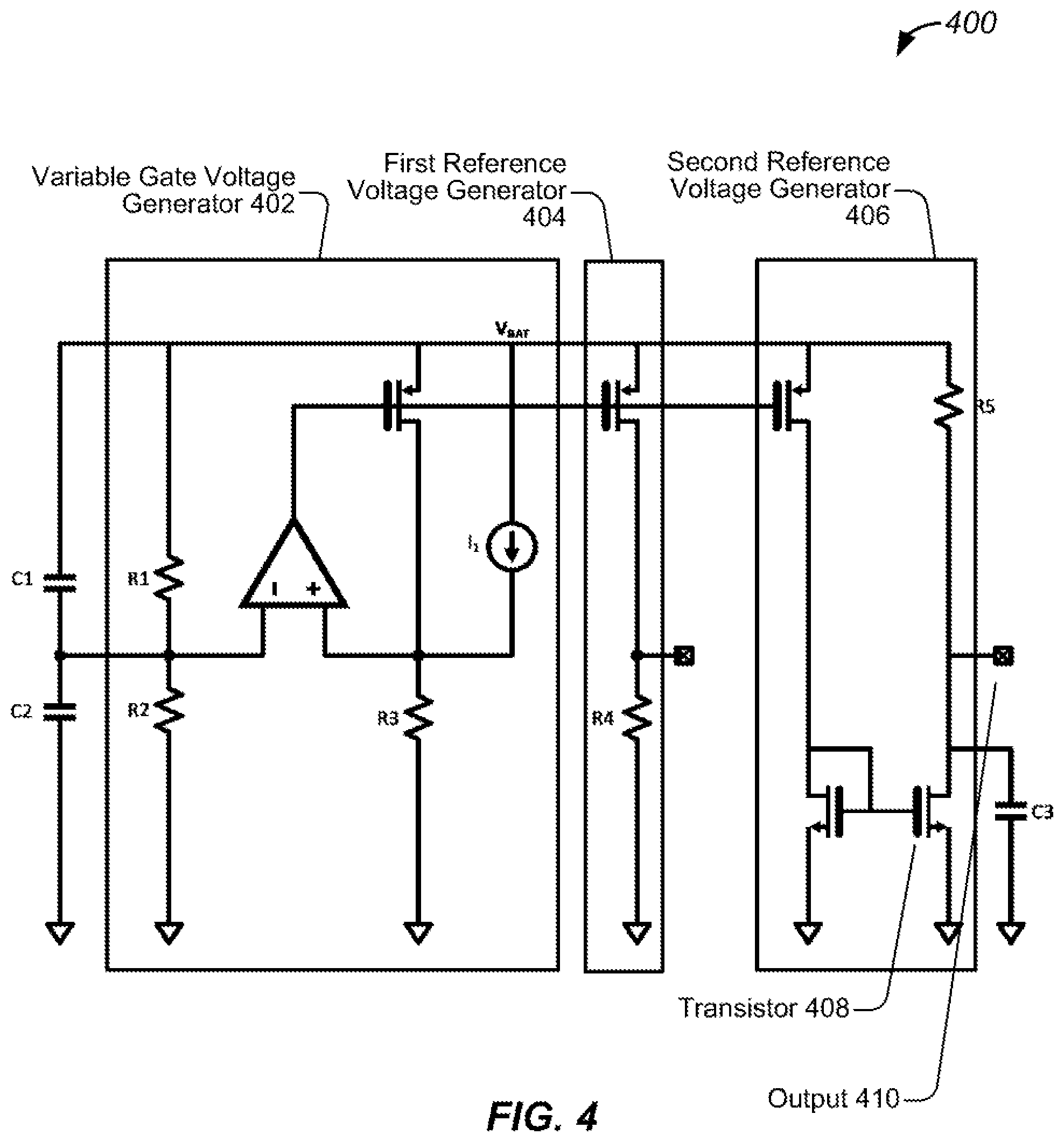 Patent US12386377 Figure 4 – Systems, methods, and devices for multi-reference voltage generators