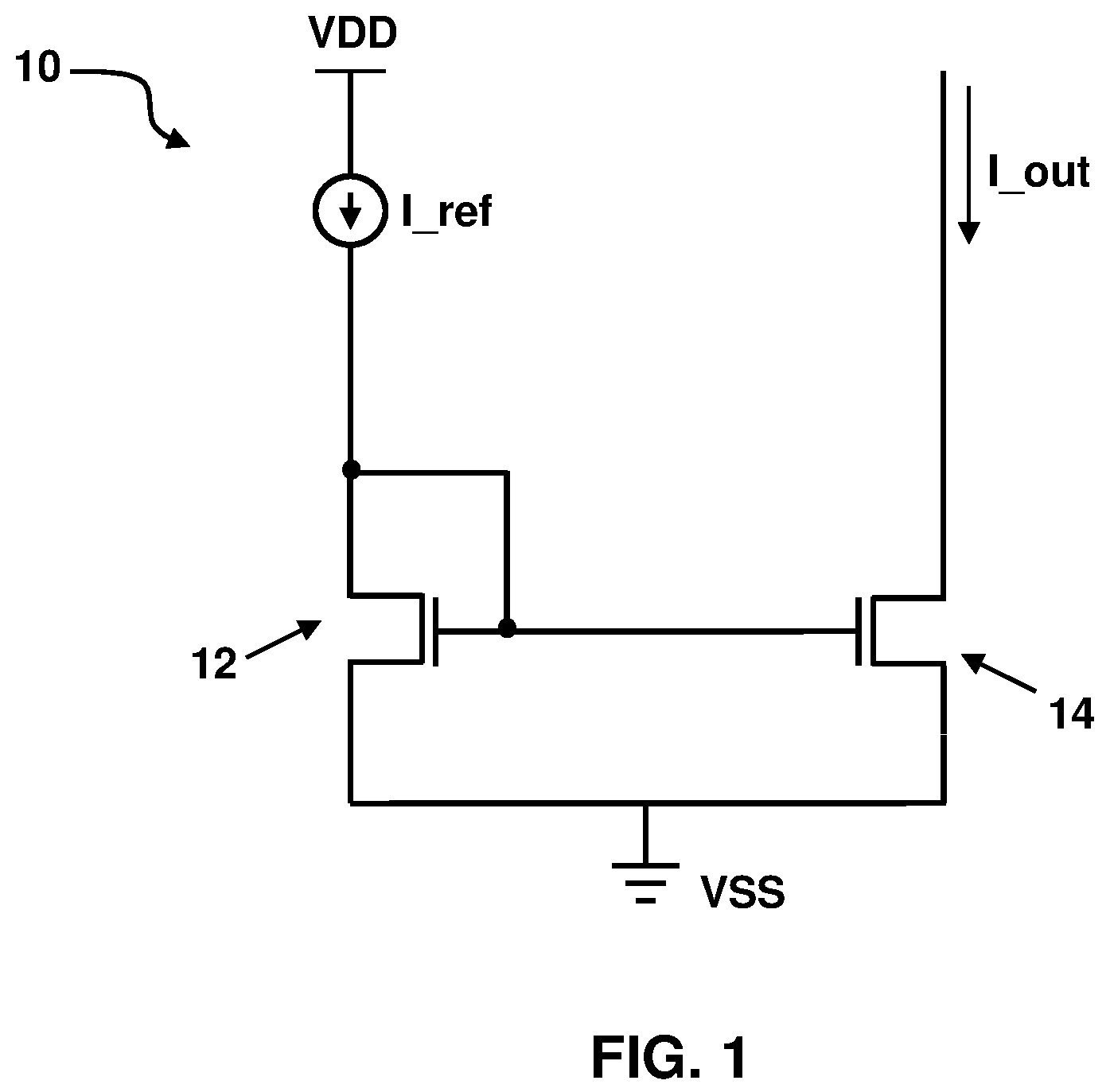 Patent US12386379 Figure 1 – Non-volatile current mirror circuit with programmable transistor