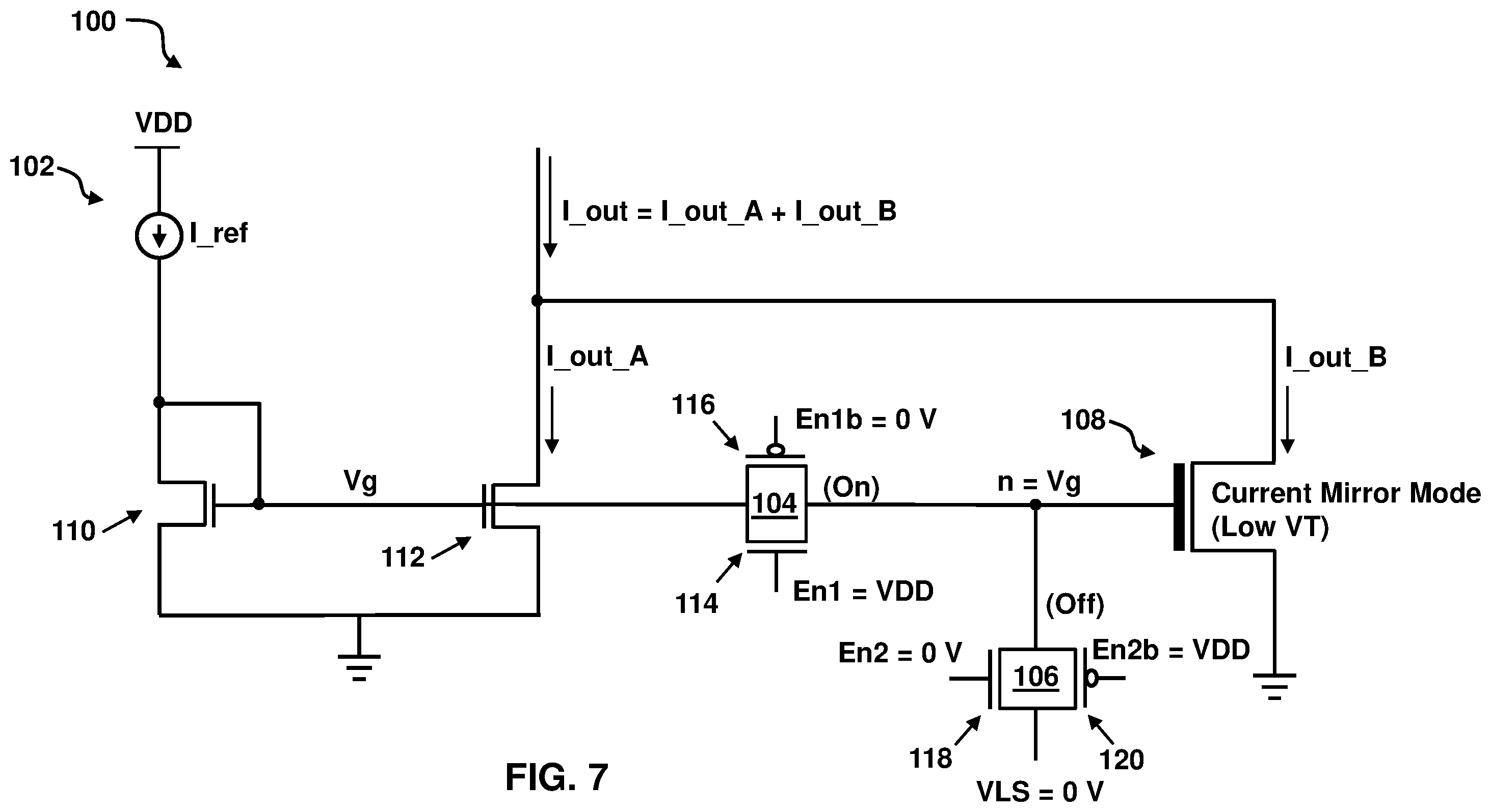 Patent US12386379 Figure 7 – Non-volatile current mirror circuit with programmable transistor